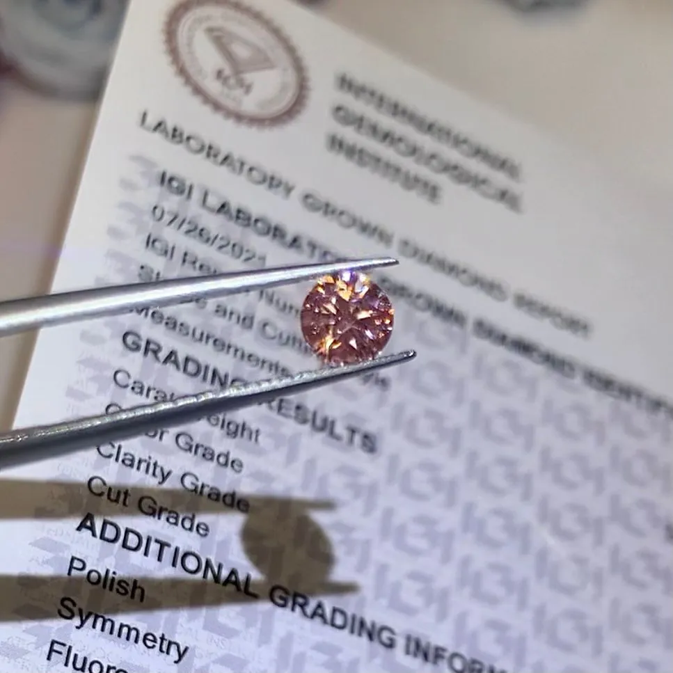 0.51CT Round Fancy Pink SI1 ID VG VG SLIGHT - LG485150724