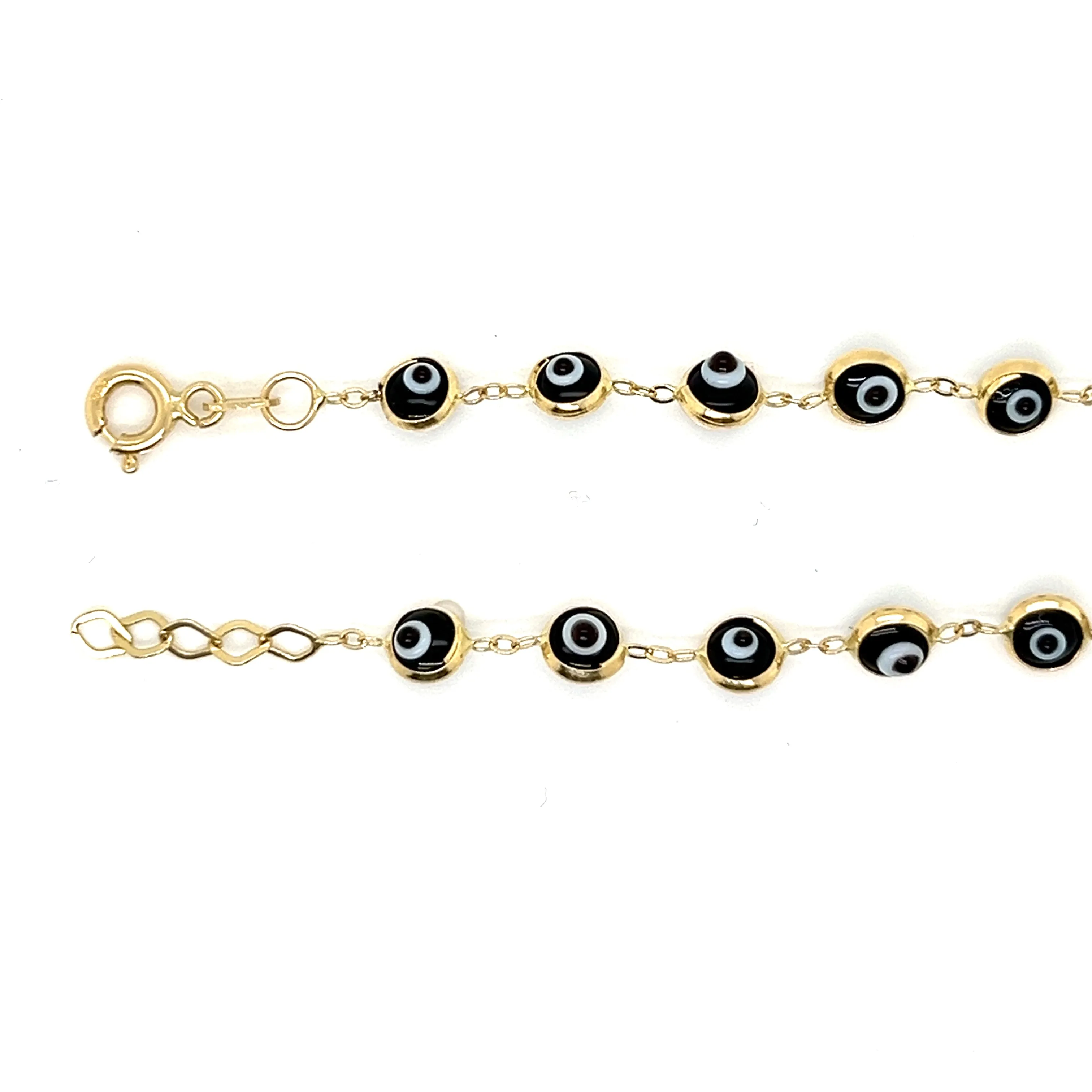 14K Gold Black Evil Eye Bracelet