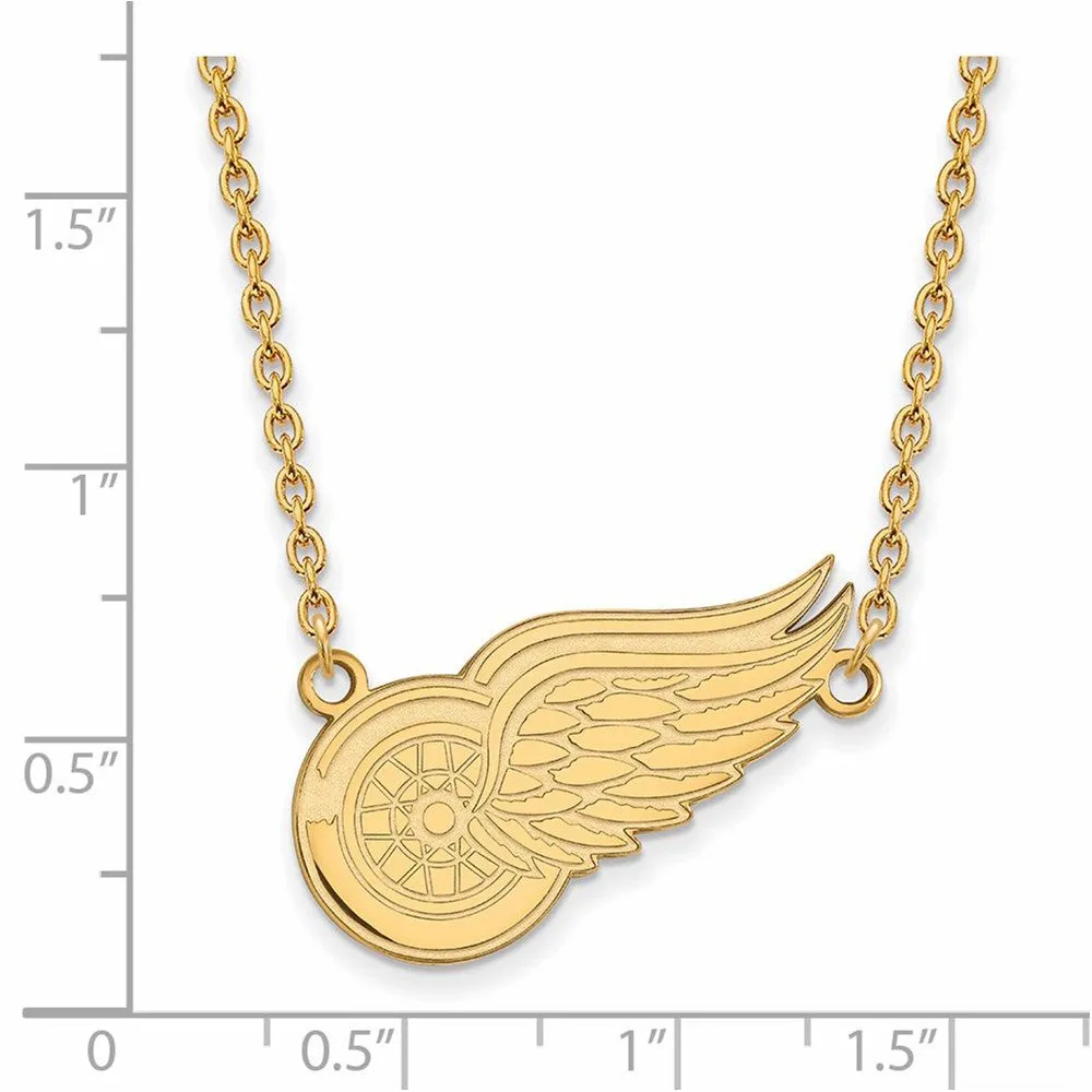 14k Yellow Gold NHL Detroit Red Wings Large Necklace, 18 Inch