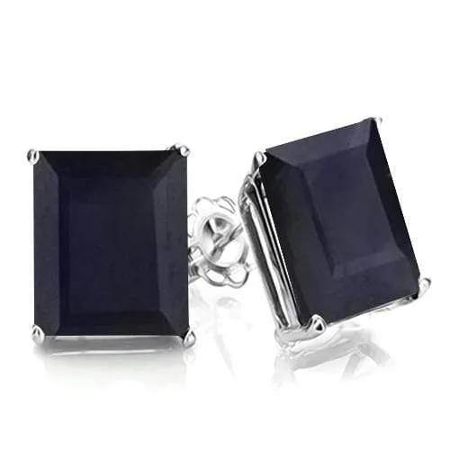 1.73 CT GENUINE BLACK SAPPHIRE 10KT SOLID GOLD EARRINGS STUD