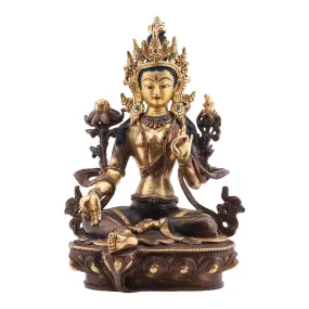 24kt Gold Plated Green Tara Statue