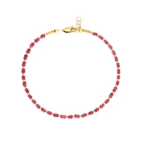 2MM Yellow Gold Filled Anklet with Pink Tourmaline Gold Pattern