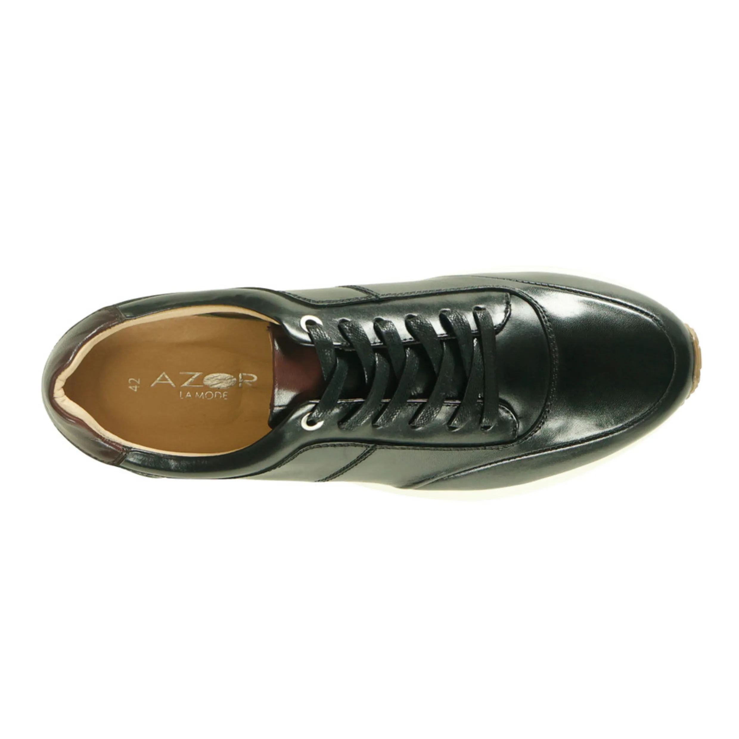 AZOR LA MODE Men's Calabria Smart Leather Trainers ZM3827 Black