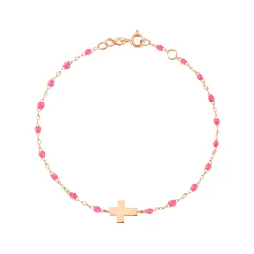 Baby Cross Charm Classic Gigi Pink bracelet, Rose Gold, 5.1