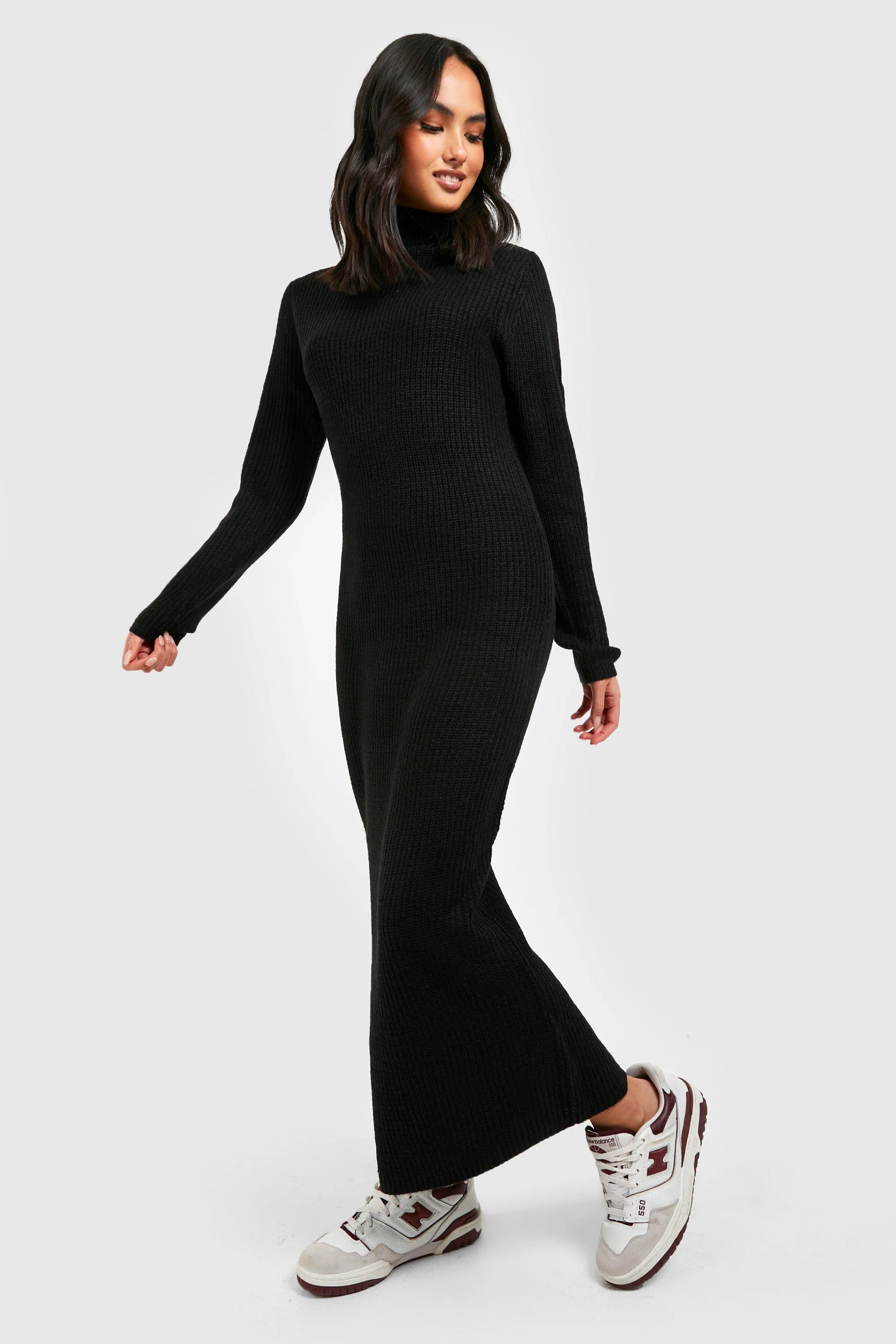 Basic Turtleneck Midi Knitted Dress