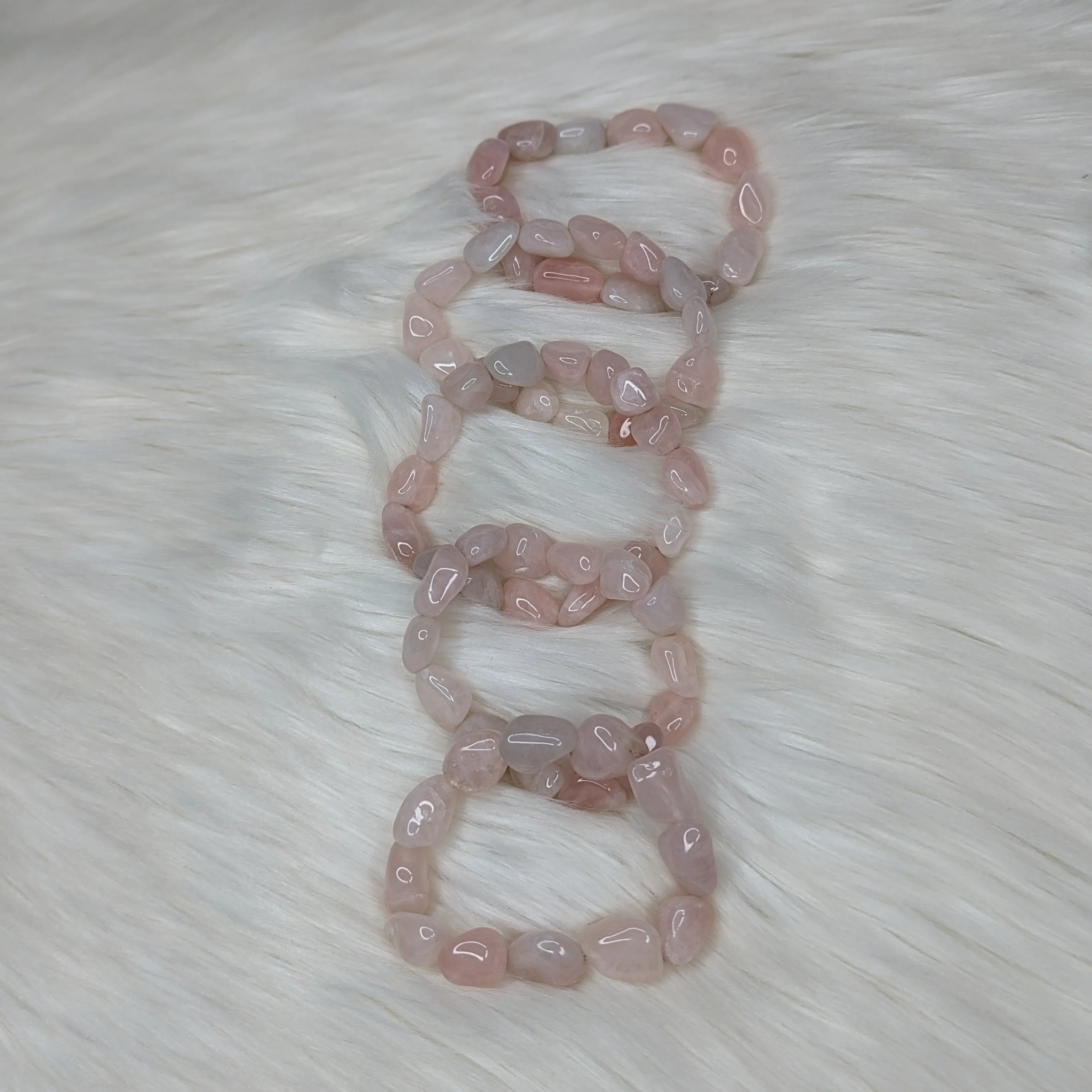 Beautiful Soft Pink Rose Quartz Tumbled Bracelet~ Ultra Strong Stretch Bracelet