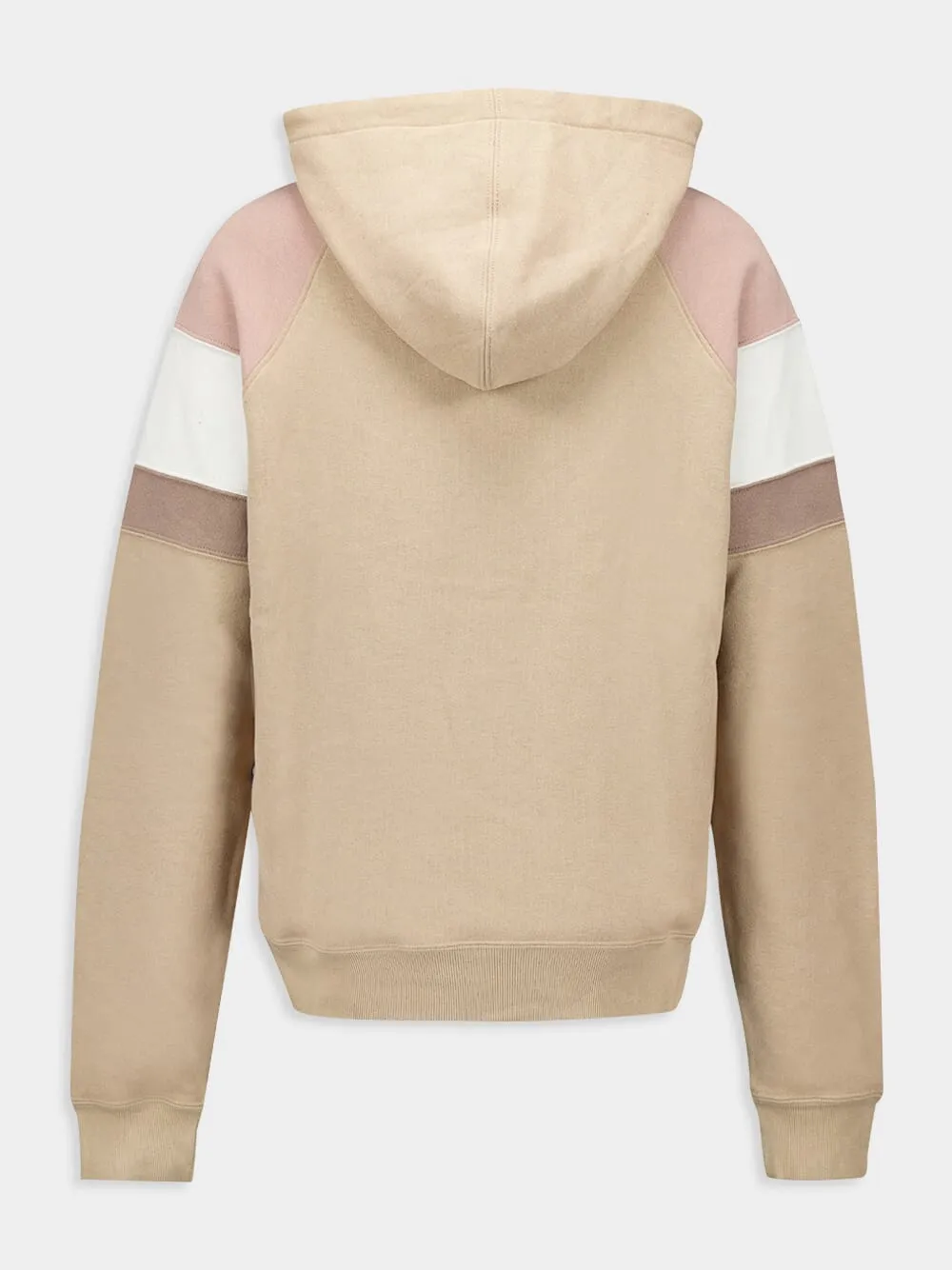 Beige Logo Detailed Drawstring Hoodie