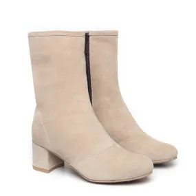 Beige Suede Leather High Ankle Ladies Boots By BRUNE & BARESKIN