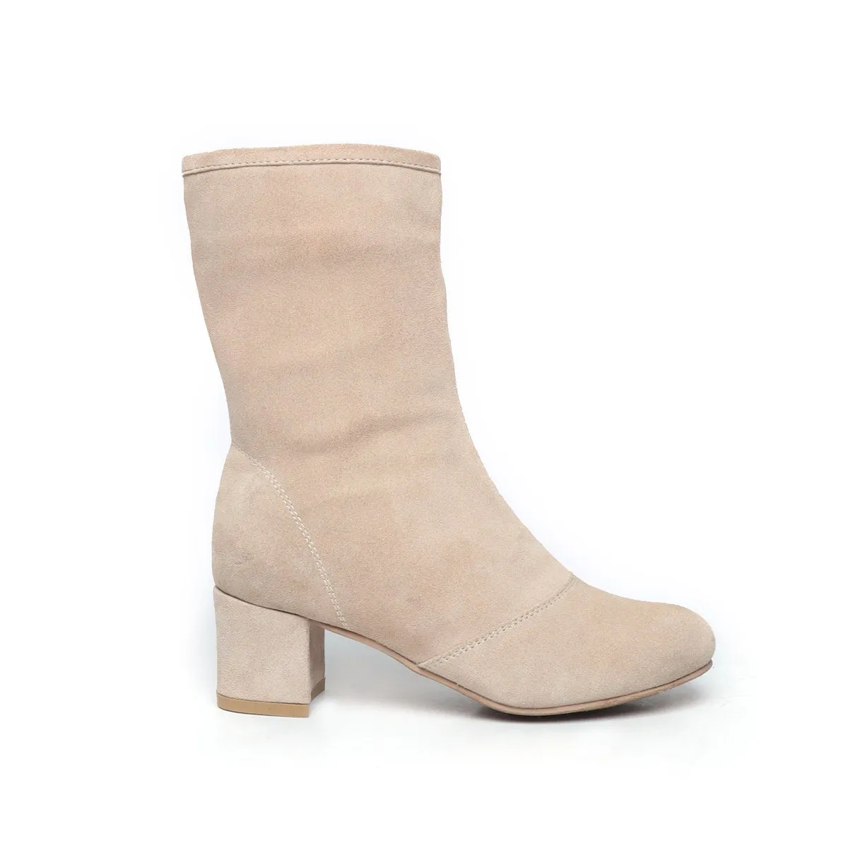 Beige Suede Leather High Ankle Ladies Boots By BRUNE & BARESKIN