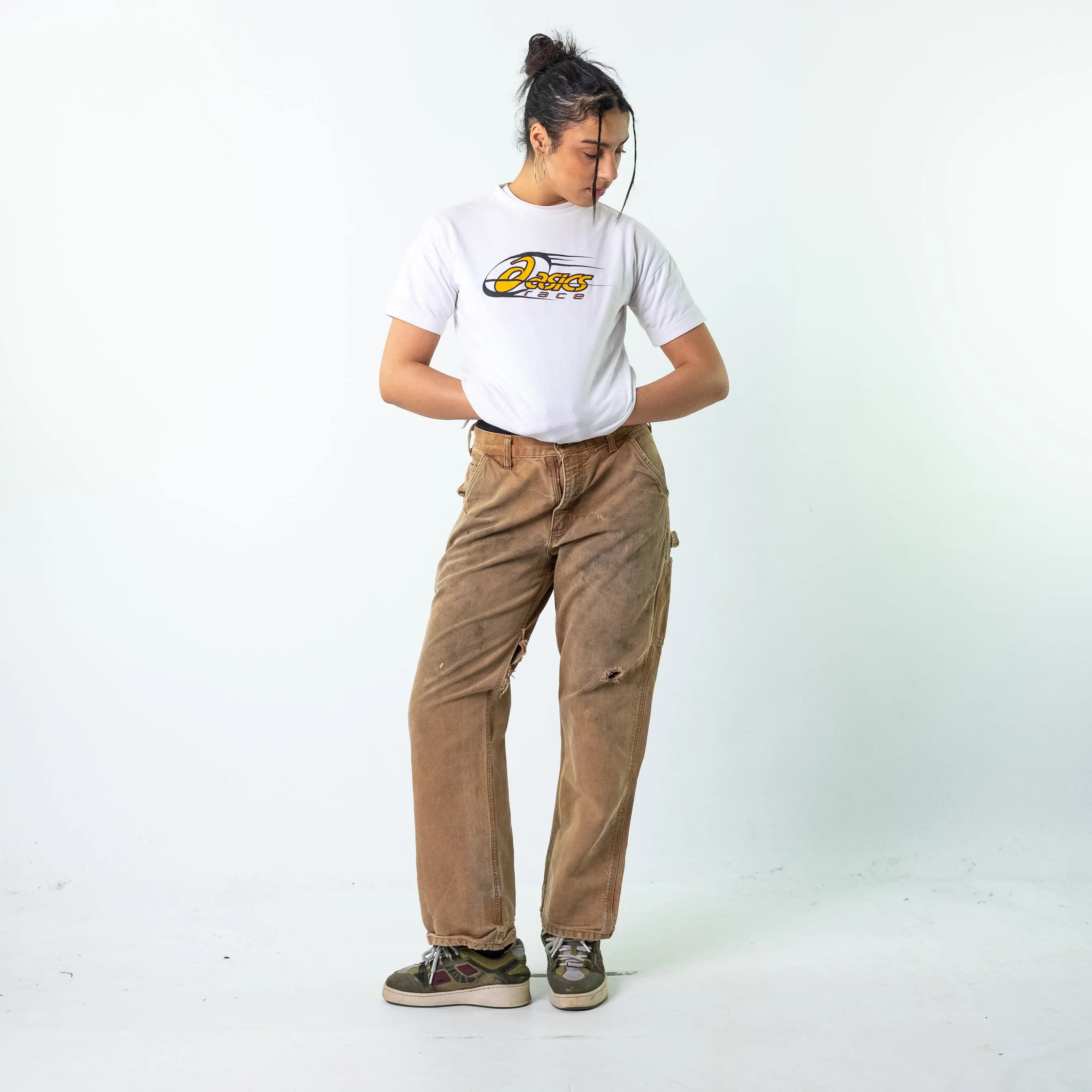 Beige Tan 90s Carhartt  Cargo Skater Trousers Pants Jeans (31x32)