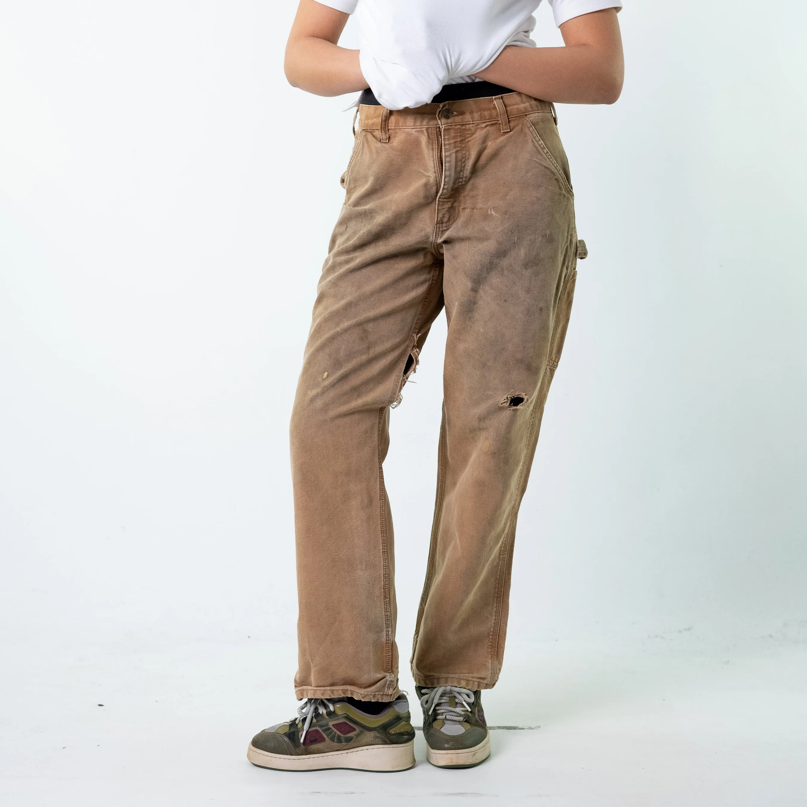 Beige Tan 90s Carhartt  Cargo Skater Trousers Pants Jeans (31x32)