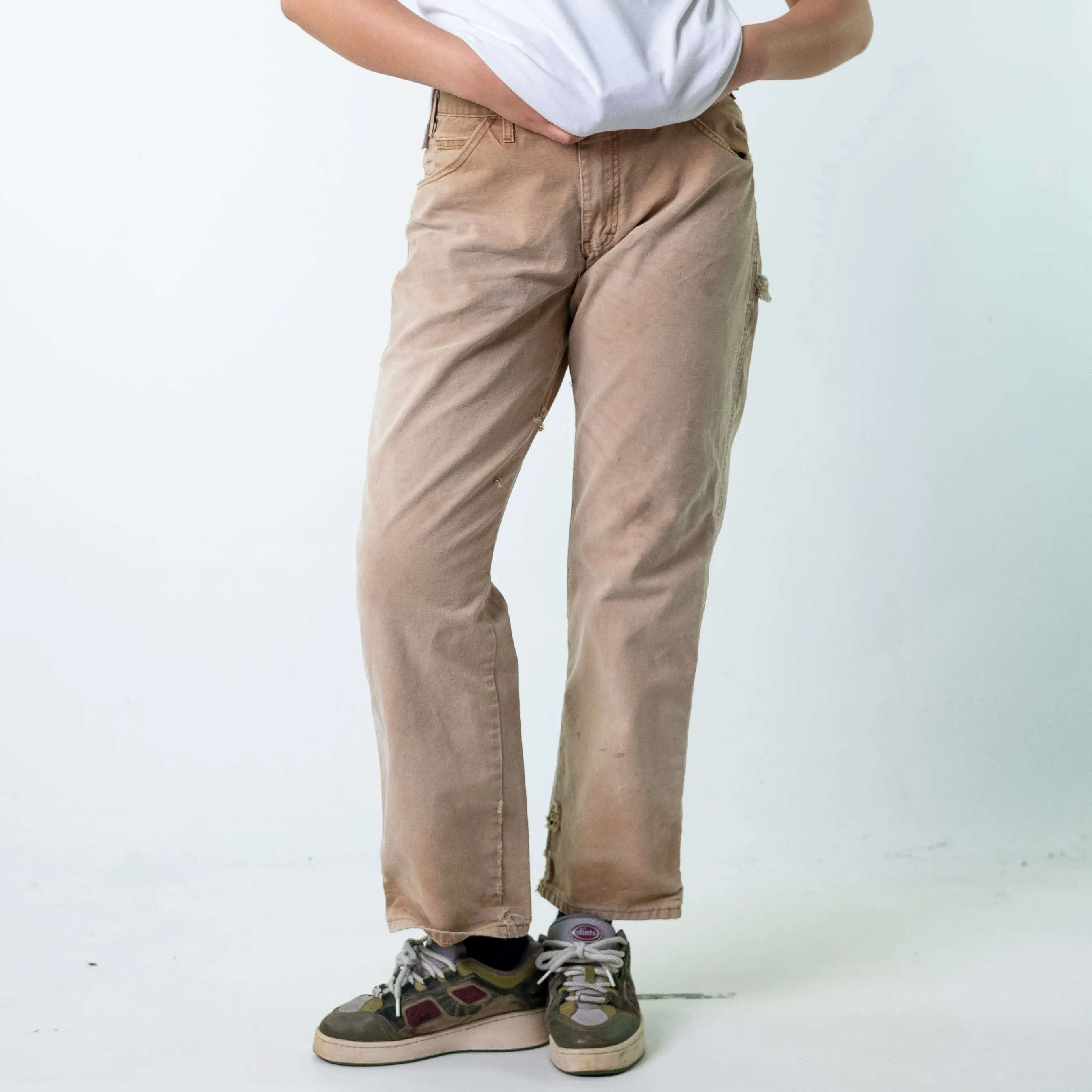 Beige Tan 90s Dickies  Cargo Skater Trousers Pants Jeans (32x32)