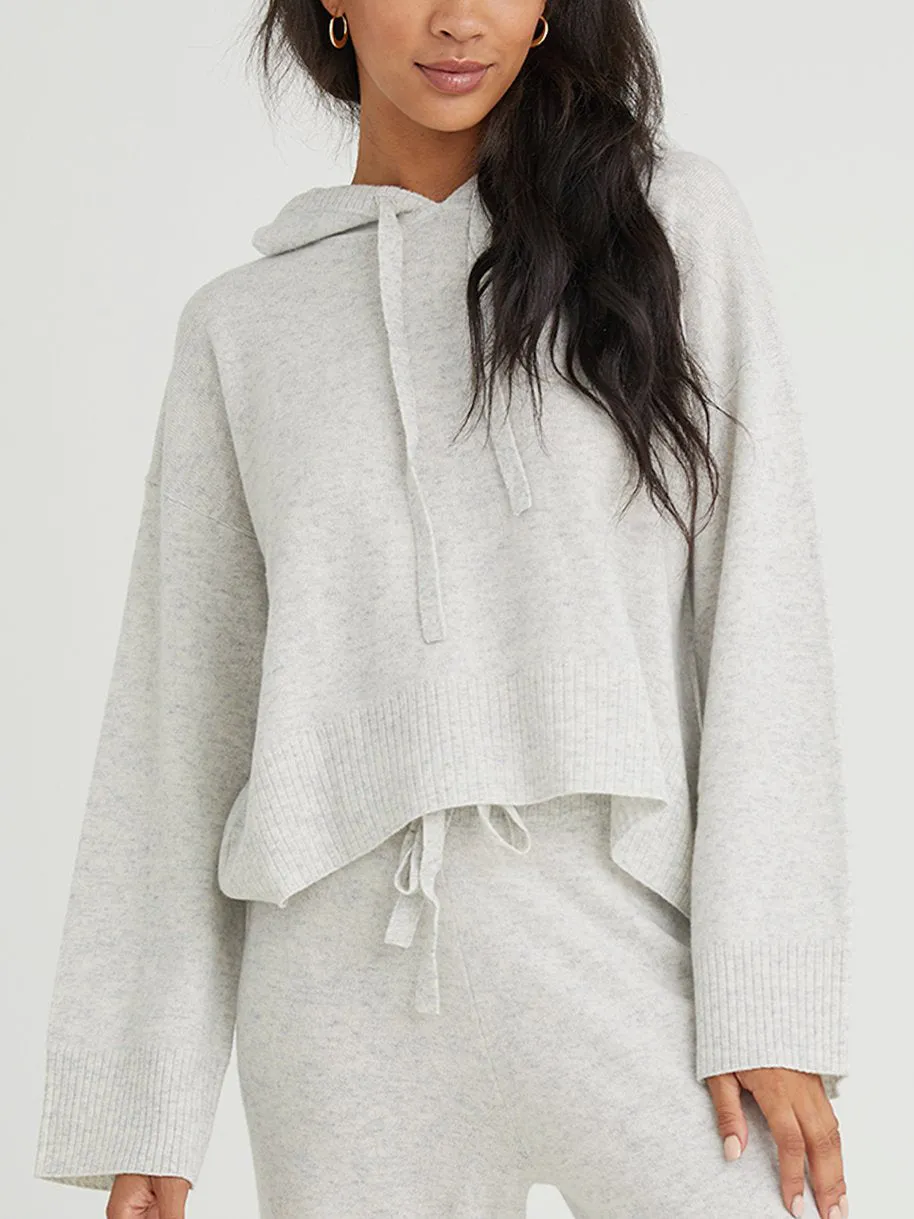 Bella Dahl Cashmere Sweater Hoodie in Heather Snow White 