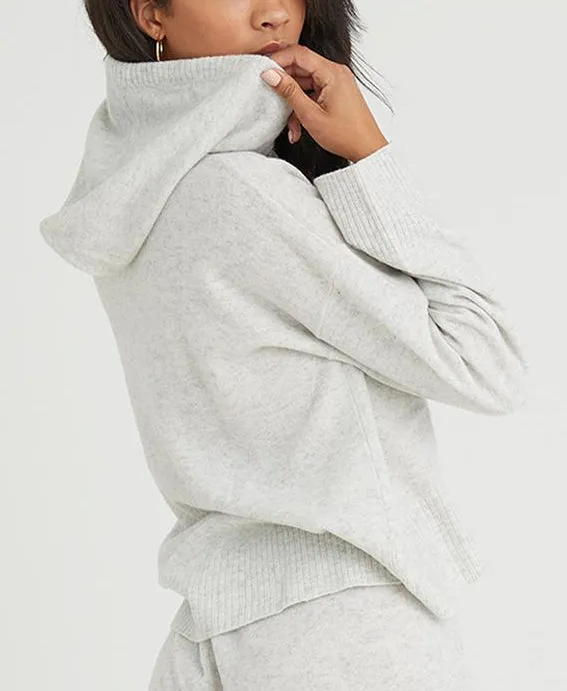 Bella Dahl Cashmere Sweater Hoodie in Heather Snow White 