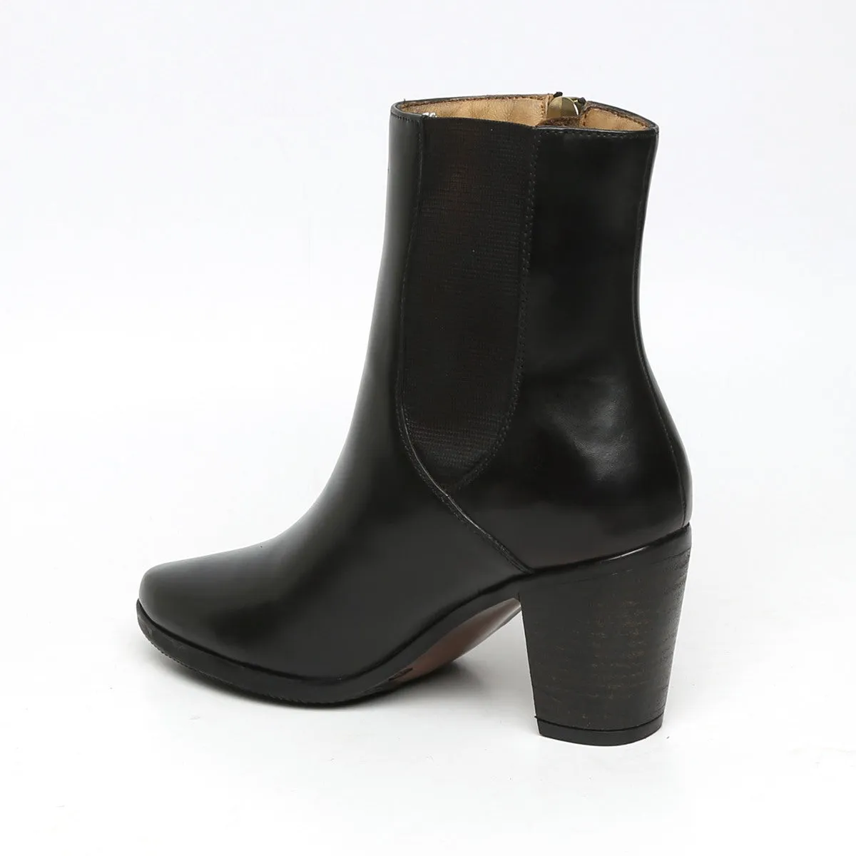 Black Ankle Length Leather Ladies Boots By Brune & Bareskin