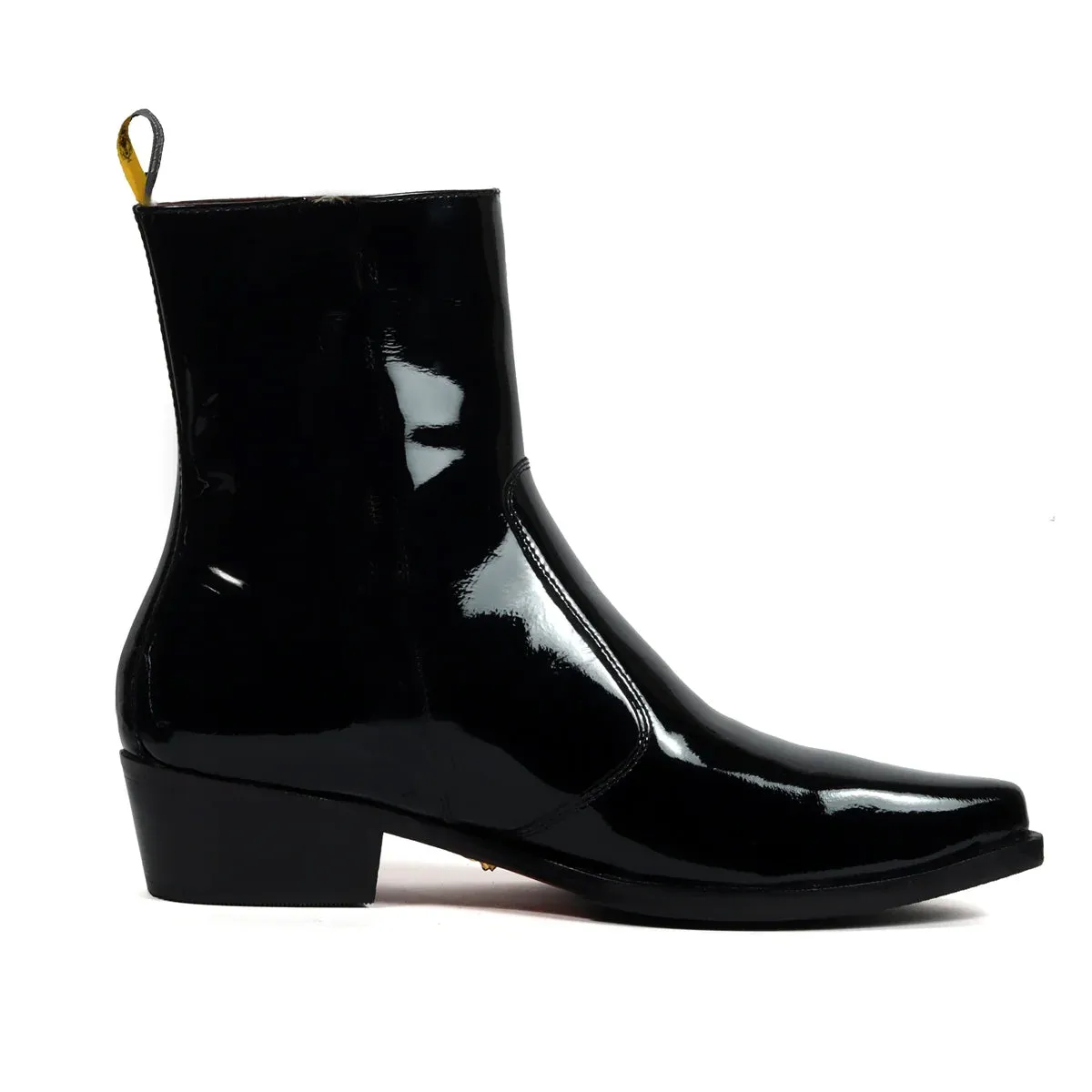 Black Cuban Heel Patent Leather Cowboy Boots By Brune & Bareskin