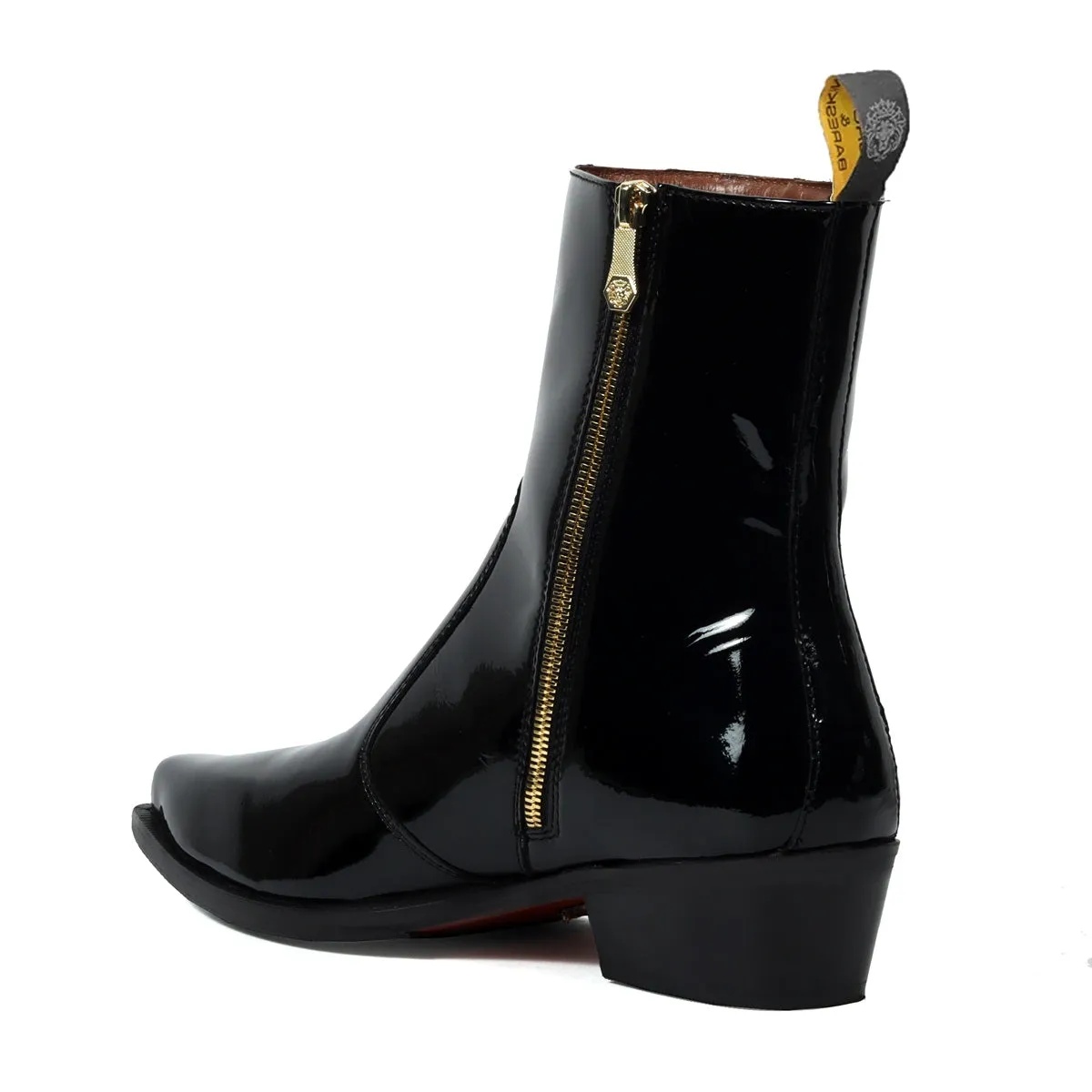 Black Cuban Heel Patent Leather Cowboy Boots By Brune & Bareskin