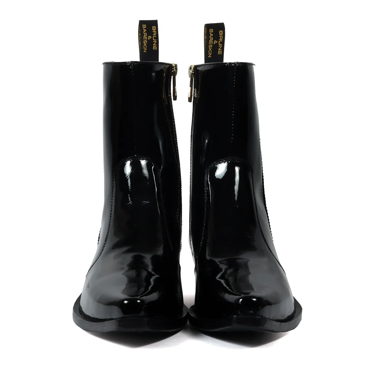 Black Cuban Heel Patent Leather Cowboy Boots By Brune & Bareskin