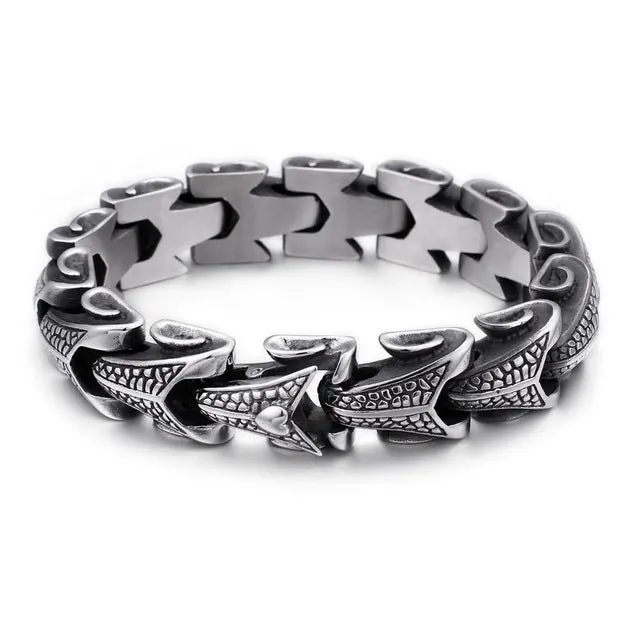 Black Gunmetal Stainless Steel Dragon Scales Bracelet