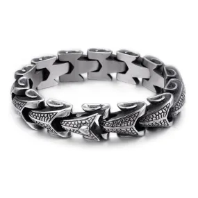 Black Gunmetal Stainless Steel Dragon Scales Bracelet