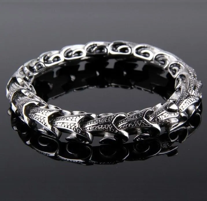 Black Gunmetal Stainless Steel Dragon Scales Bracelet