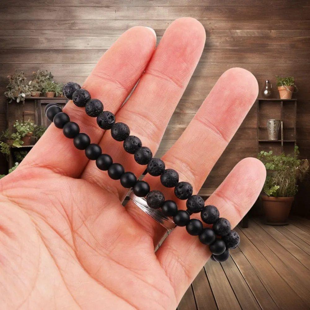 Black Lava Stones Beads Bracelet