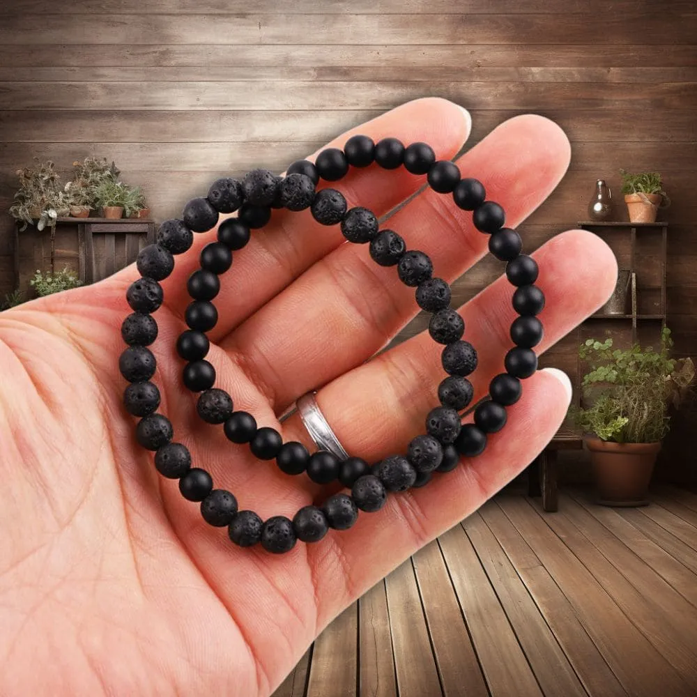 Black Lava Stones Beads Bracelet