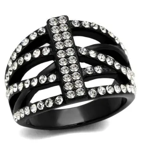 Black Stainless Steel Crystalized Ring