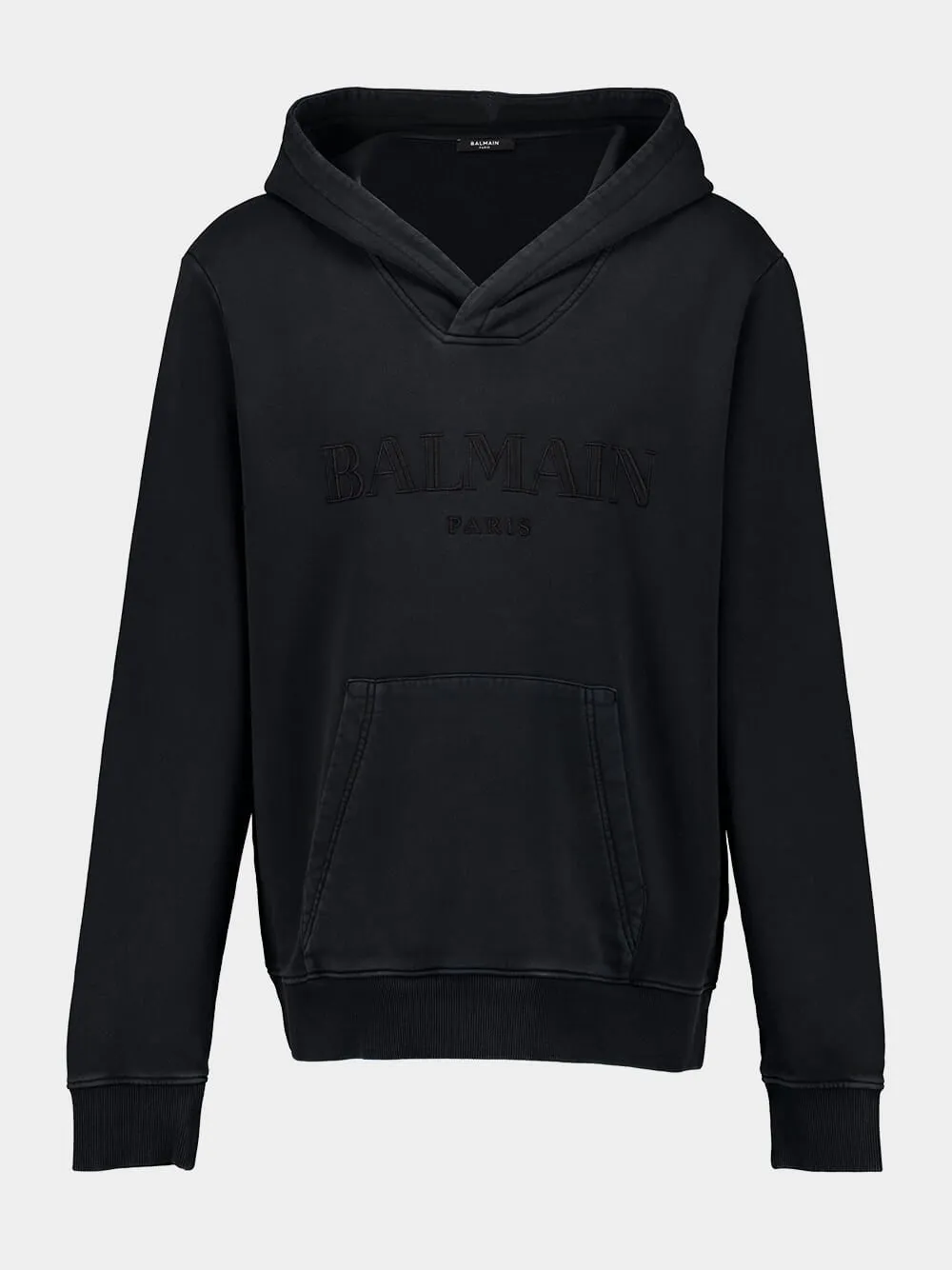 Black Vintage Balmain Embroidered Hoodie