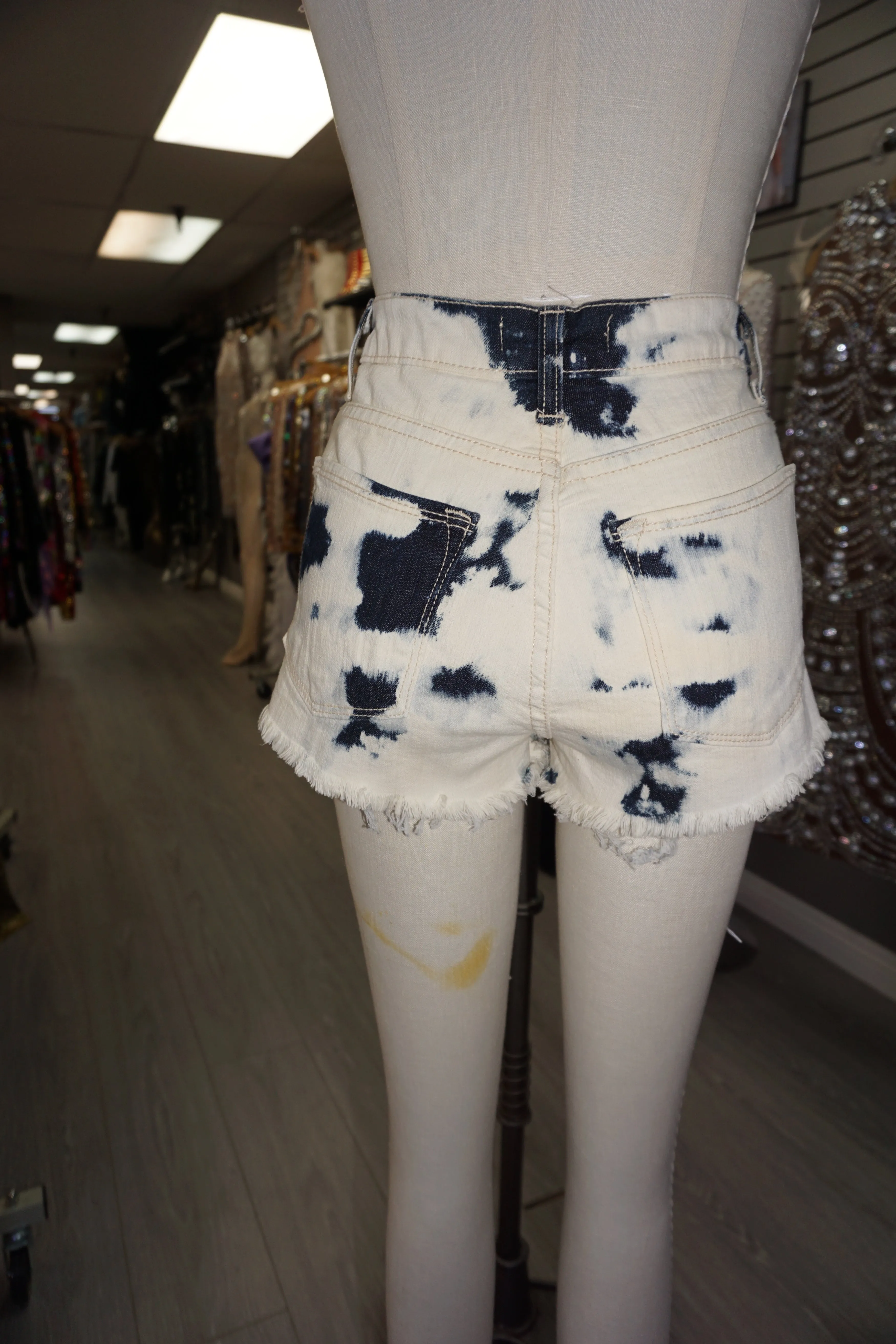 Blue Bleach Shorts