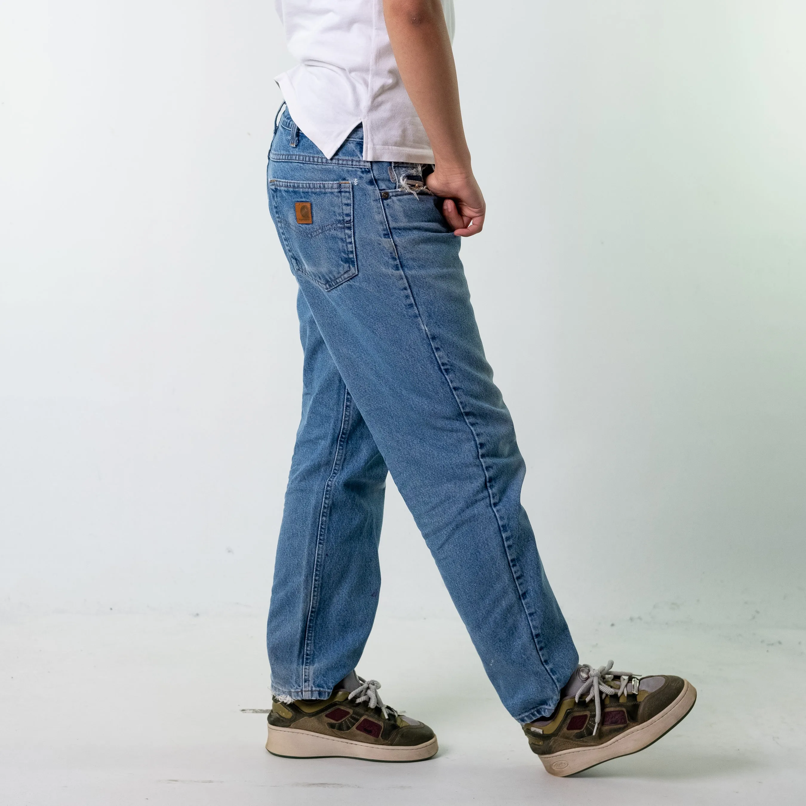 Blue Denim 90s Carhartt  Cargo Skater Trousers Pants Jeans (34x30)