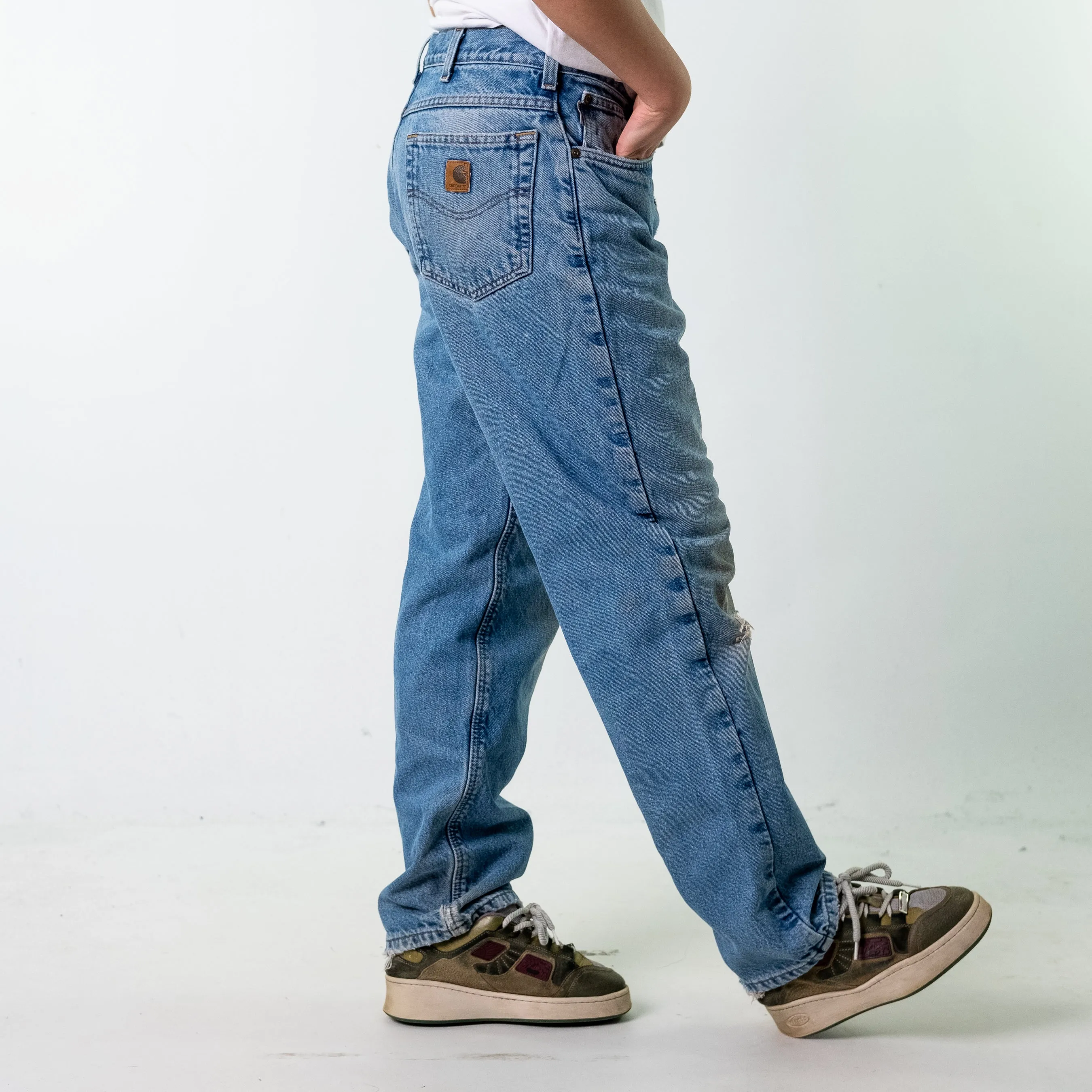 Blue Denim 90s Carhartt  Cargo Skater Trousers Pants Jeans (34x32)