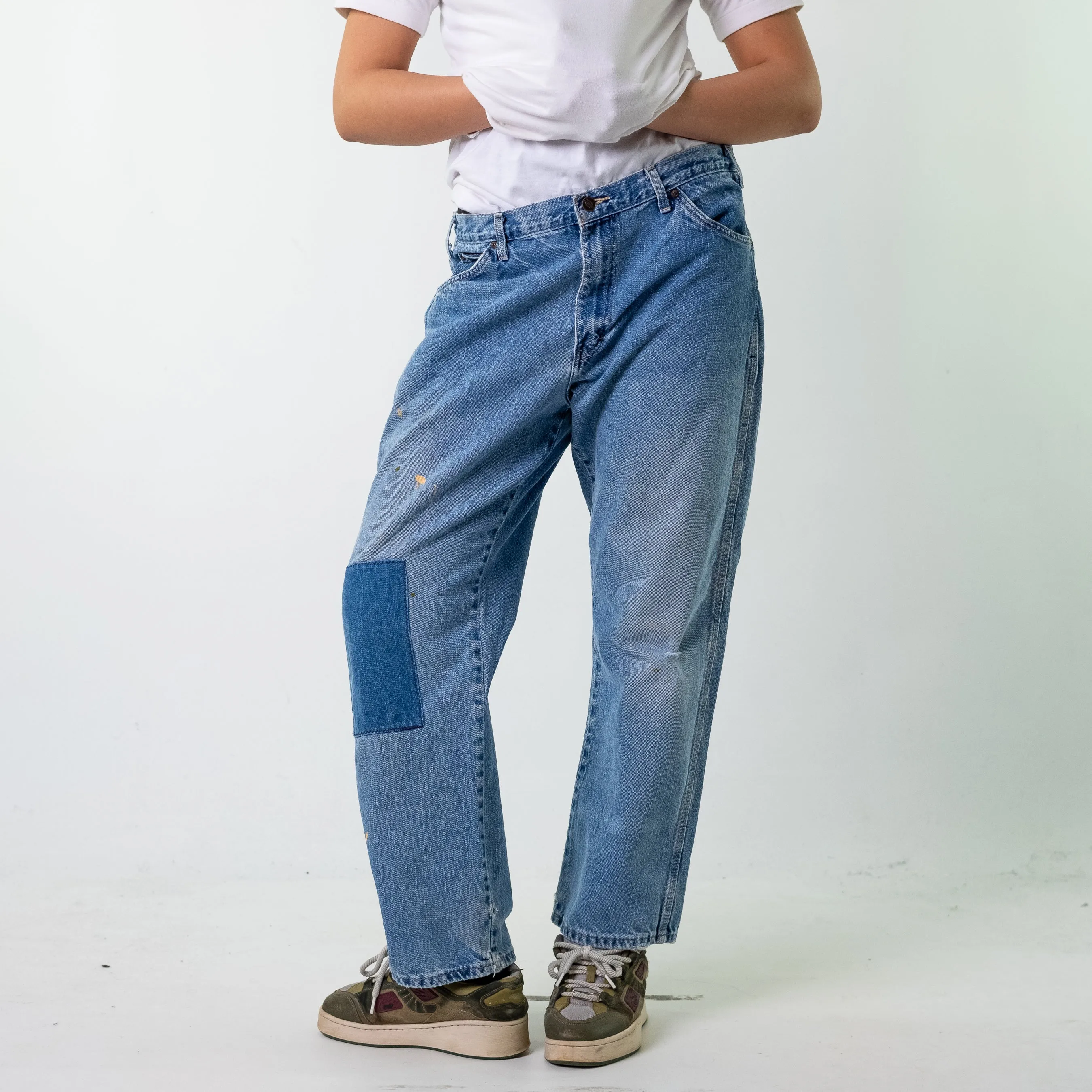 Blue Denim 90s Dickies Patchwork Cargo Skater Trousers Pants Jeans (34x30)