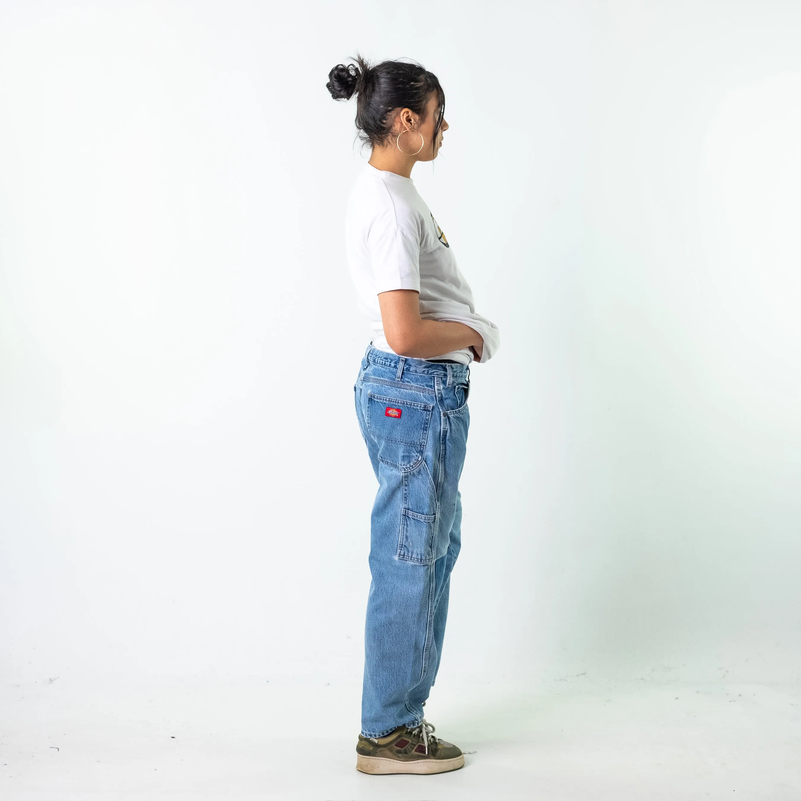 Blue Denim 90s Dickies Patchwork Cargo Skater Trousers Pants Jeans (34x30)