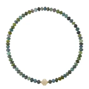 Blue Green Tourmaline Faceted Rondelle Necklace