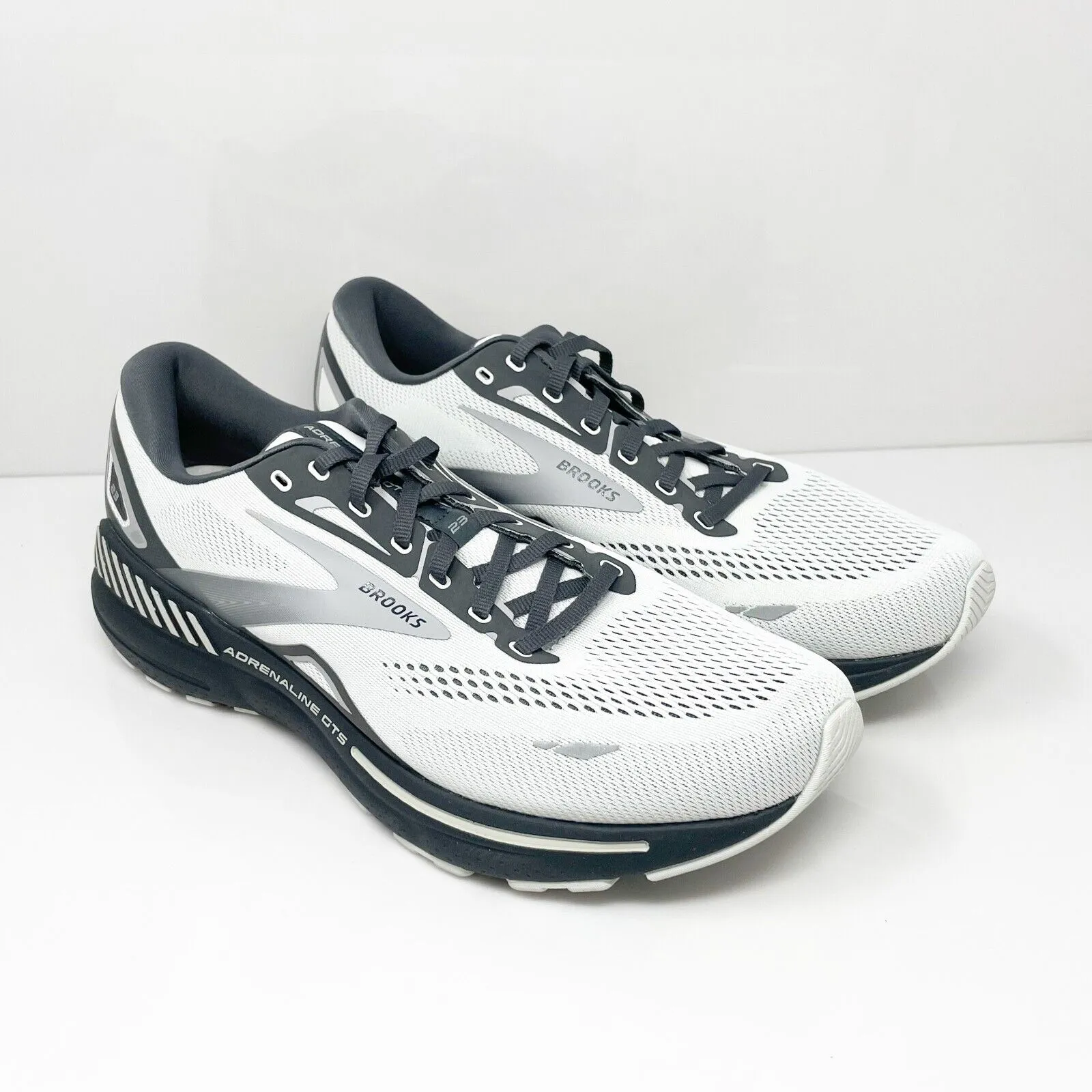 Brooks Mens Adrenaline GTS 23 1103911D065 White Running Shoes Sneakers Sz 12.5 D