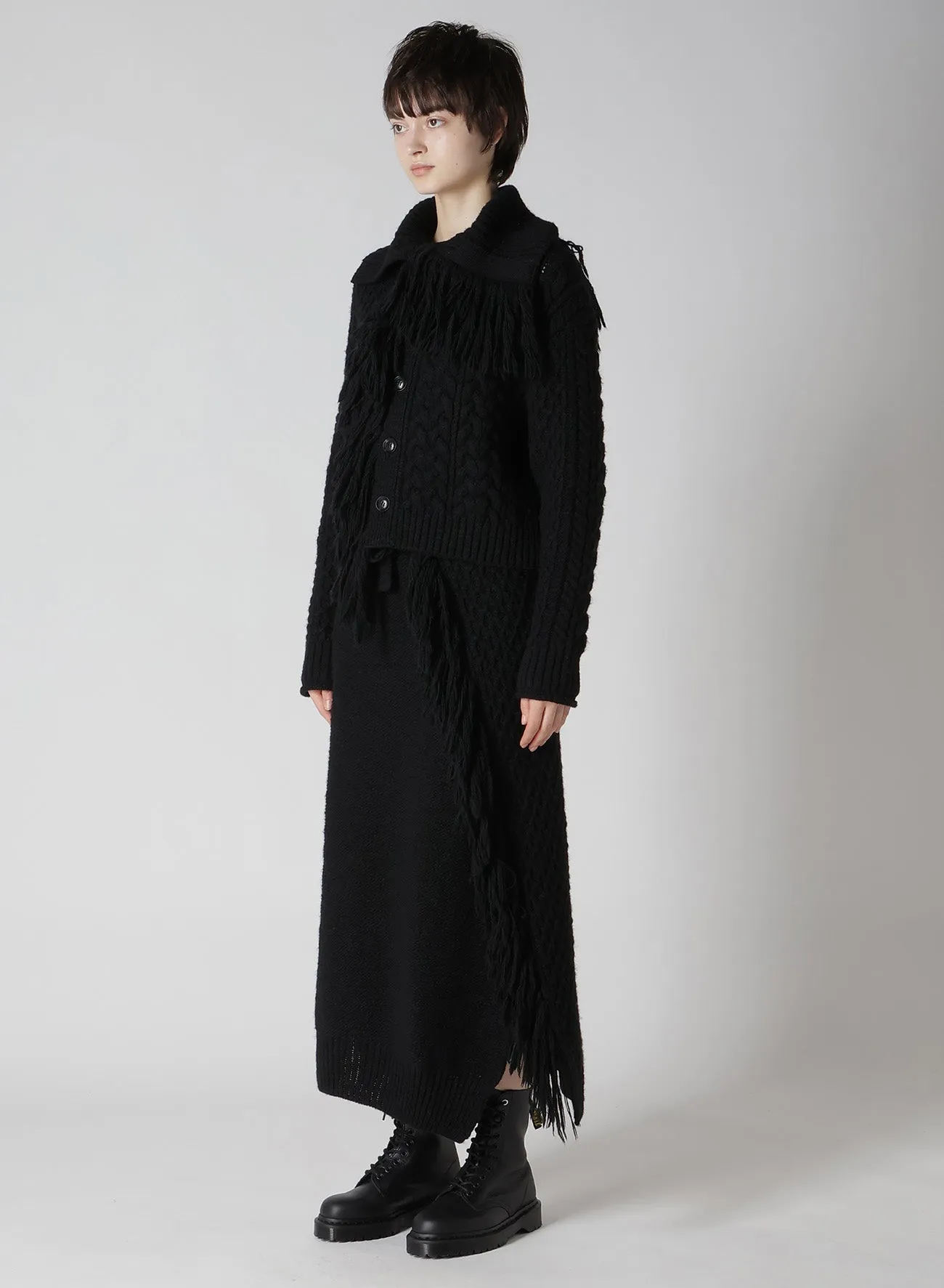 CABLE/FRINGE CARDIGAN