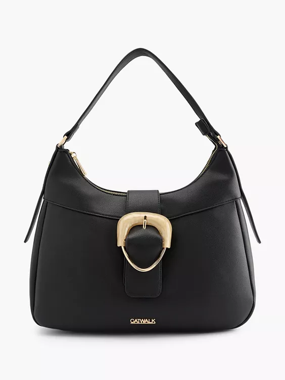 Catwalk  Black Tote Bag with Pearlised Buckle