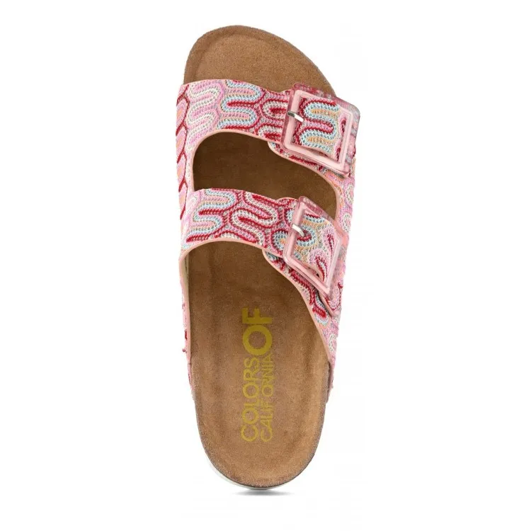 COLORS OF CALIFORNIA BIO316 Sandali Donna con Doppia Fascia Pink