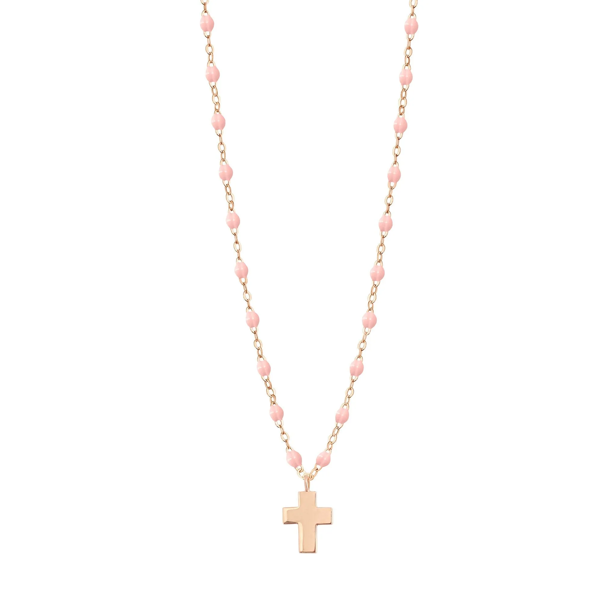 Cross Charm Classic Gigi Baby Pink necklace, Rose Gold, 16.5