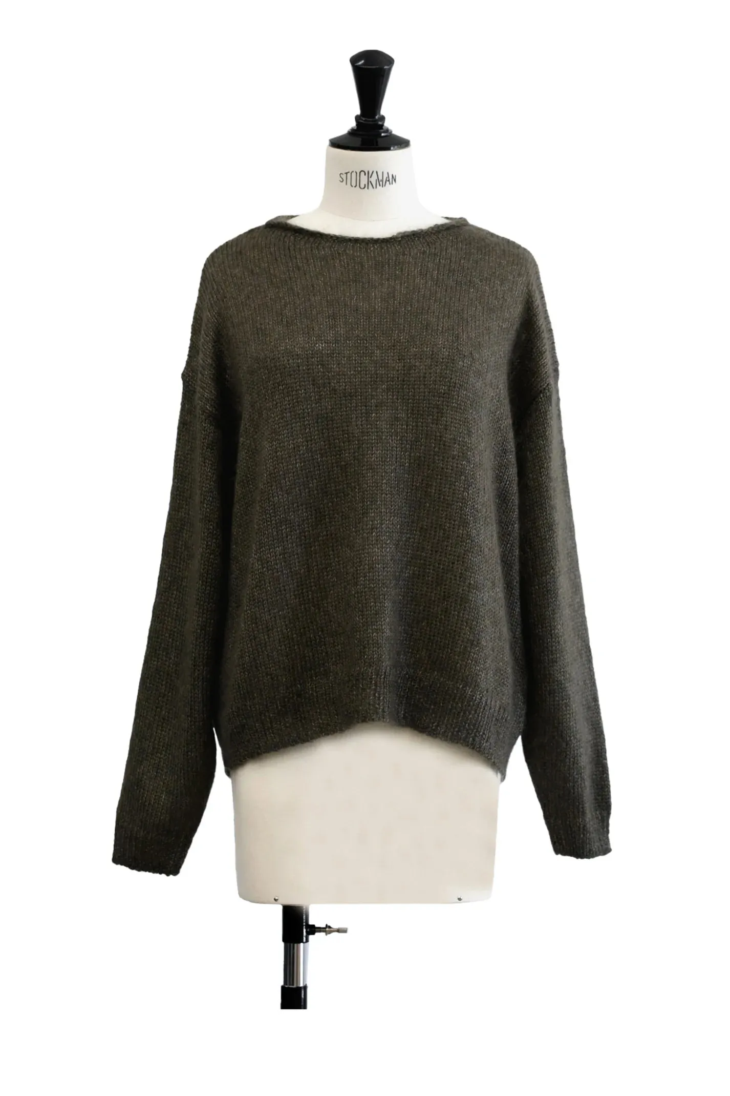 C.T.Plage Mohair/Silk Rolled Neck Sweater in Khaki 