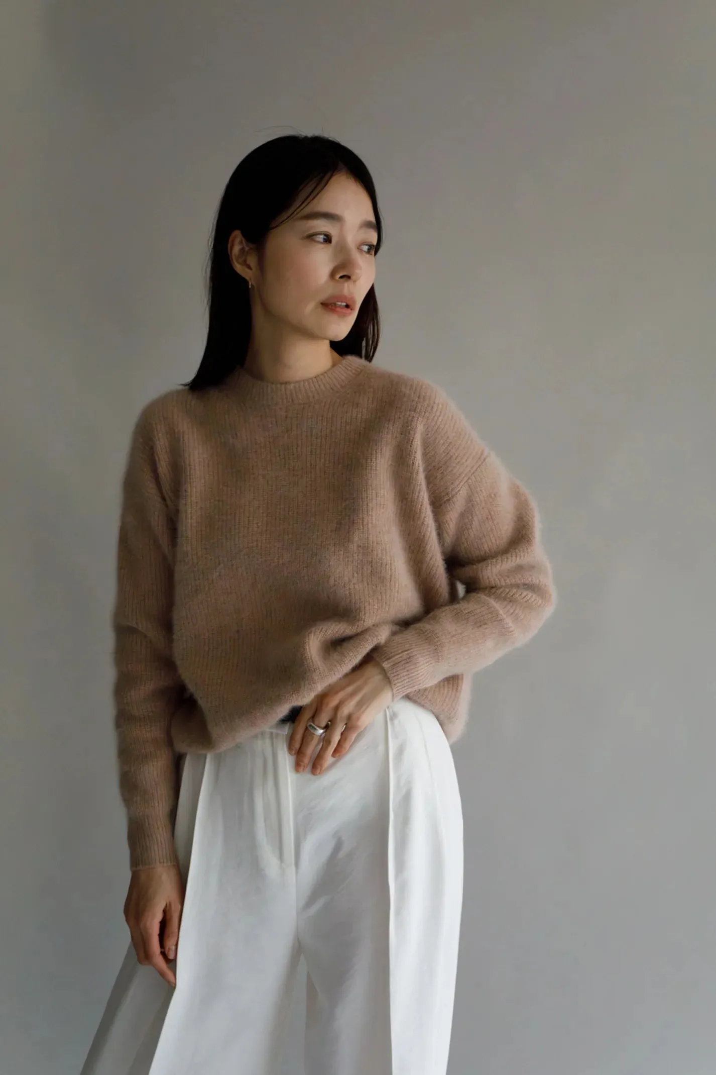 C.T.Plage Wool Blend Crew Neck Sweater in Pink 