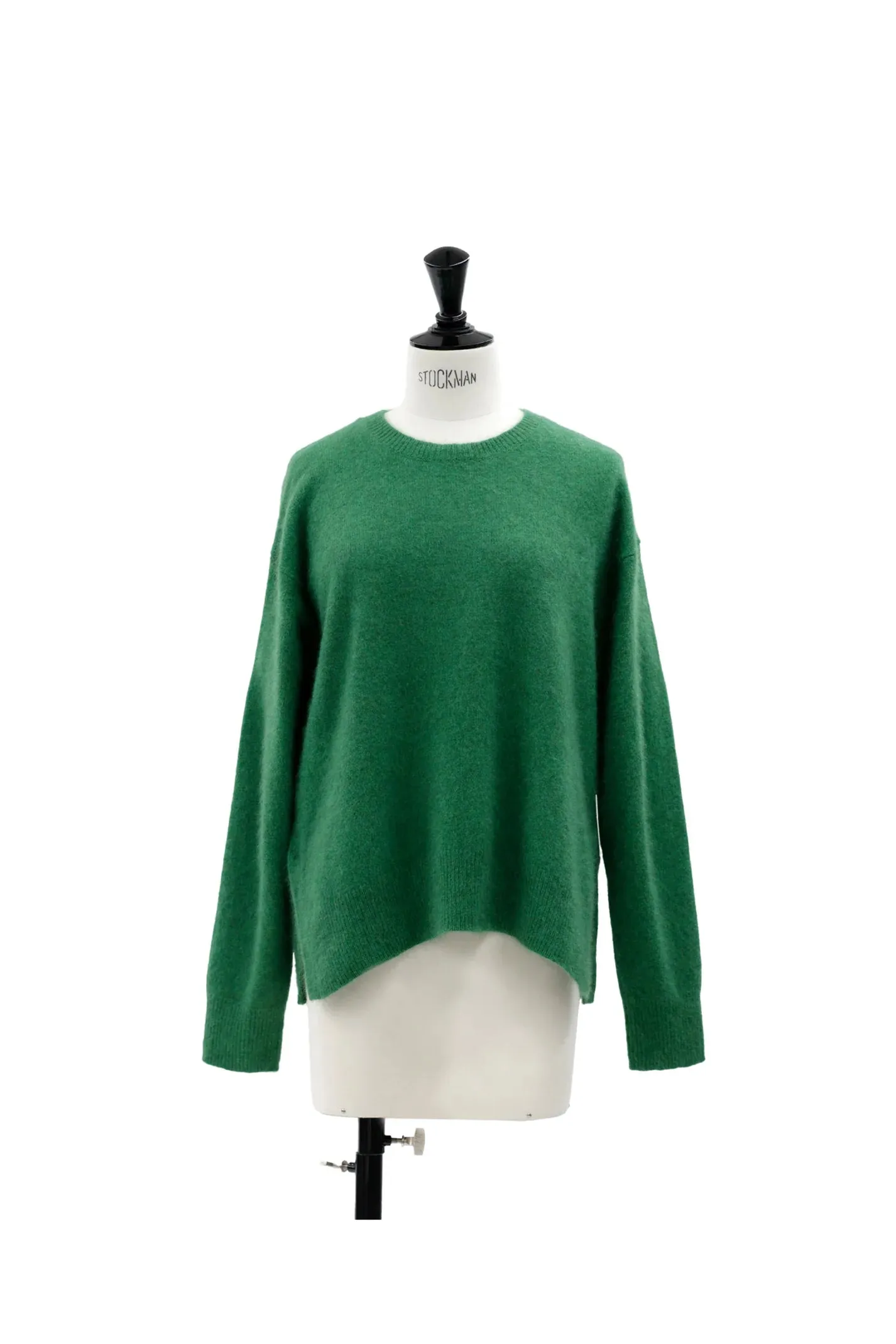 C.T.Plage Wool Crew Neck Side Slit Sweater in Green 