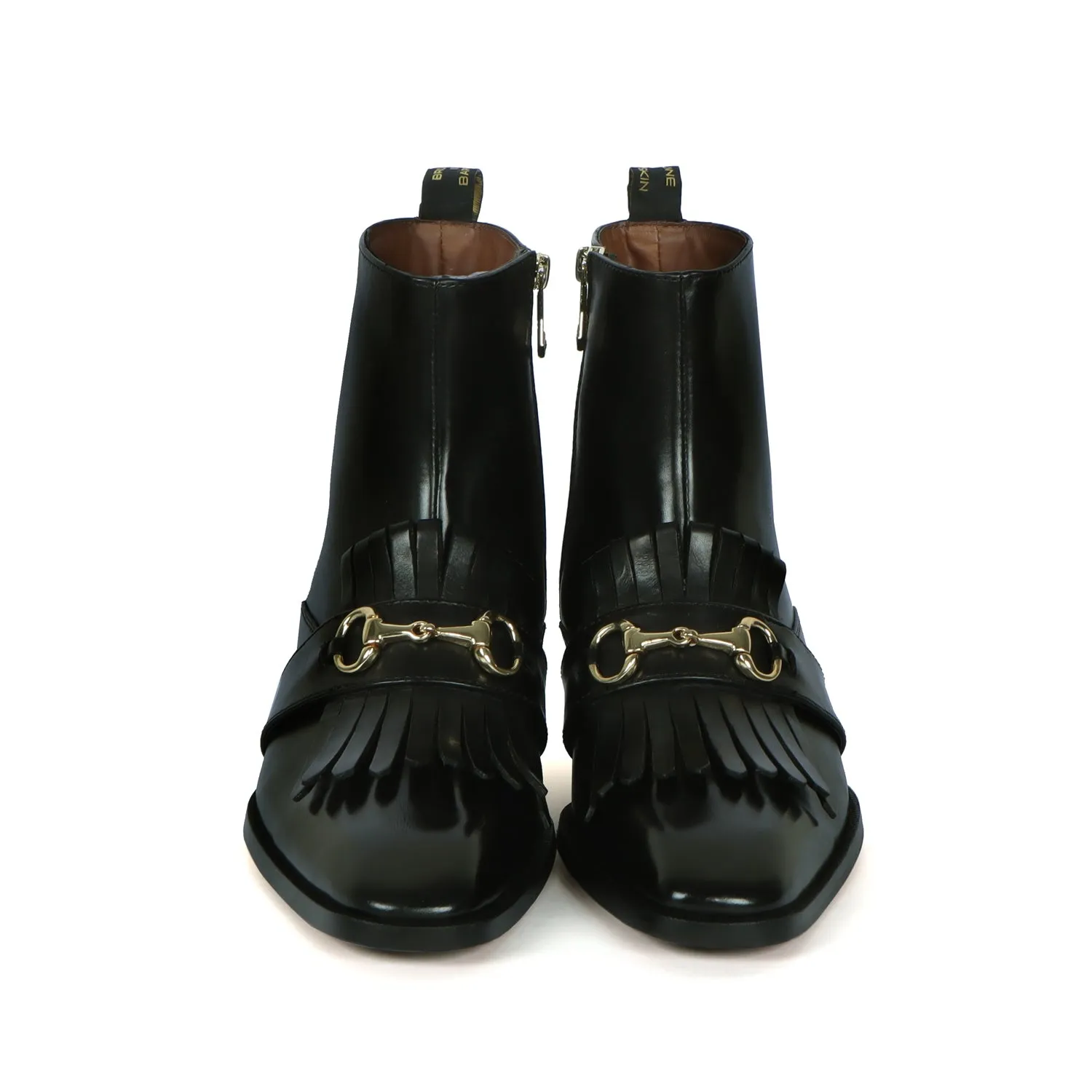 Cuban Heel Men Boots with Black Sleek Toe Fringes Horse-bit Buckle by Brune & Bareskin