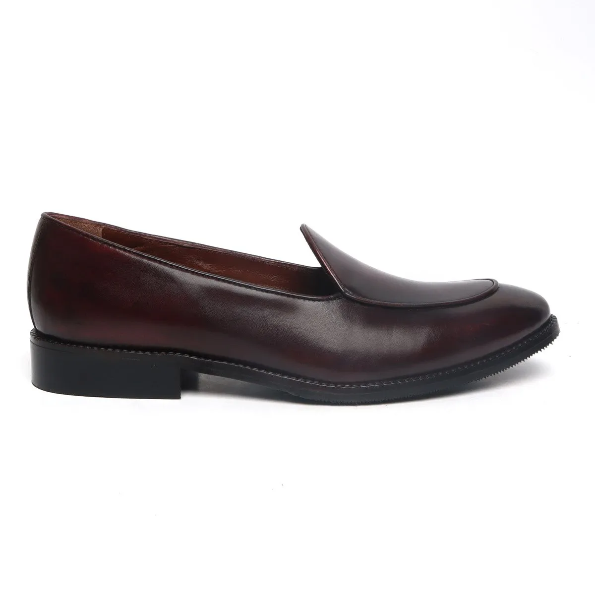 Dark Brown Leather Apron Toe New Mod Look Loafers by Brune & Bareskin