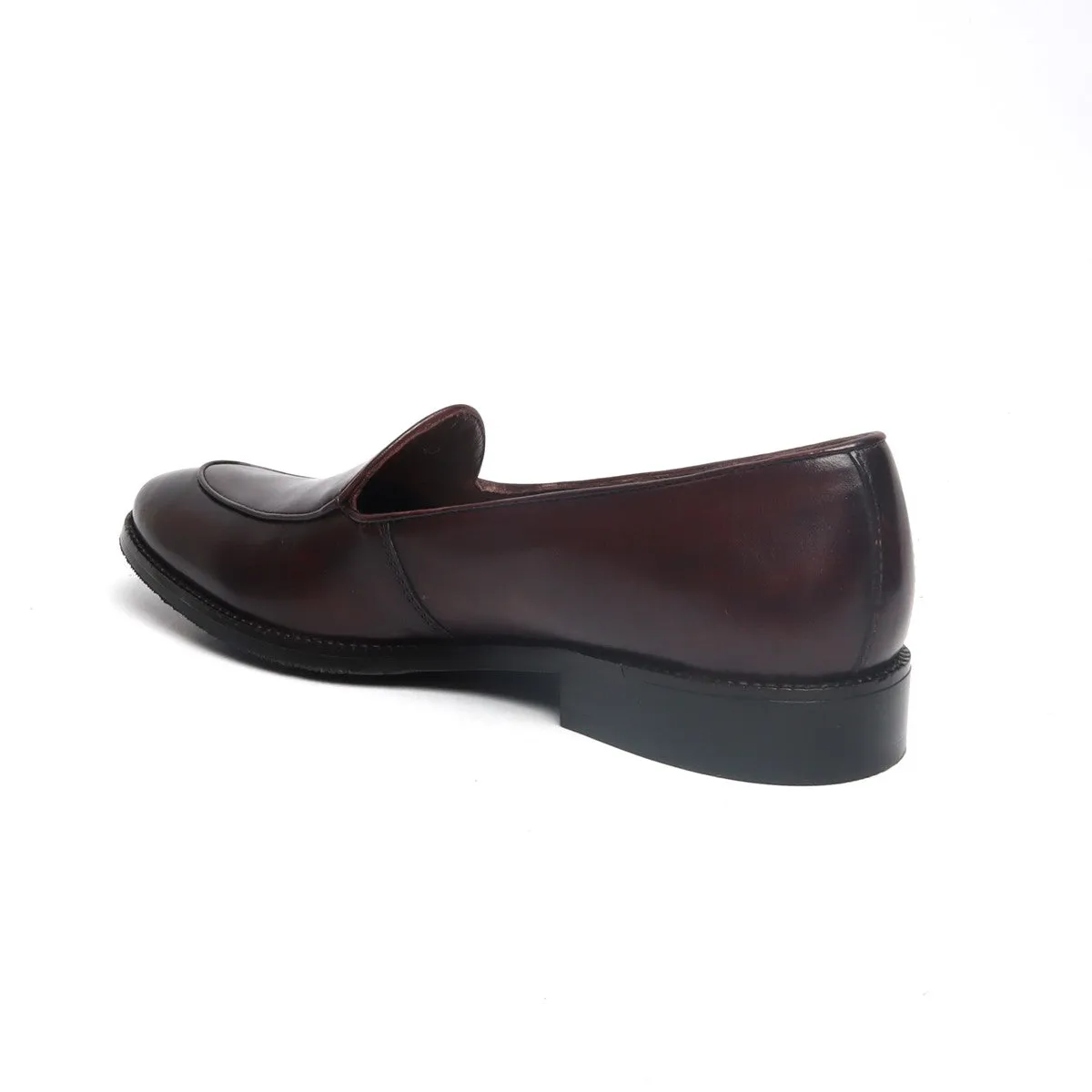 Dark Brown Leather Apron Toe New Mod Look Loafers by Brune & Bareskin