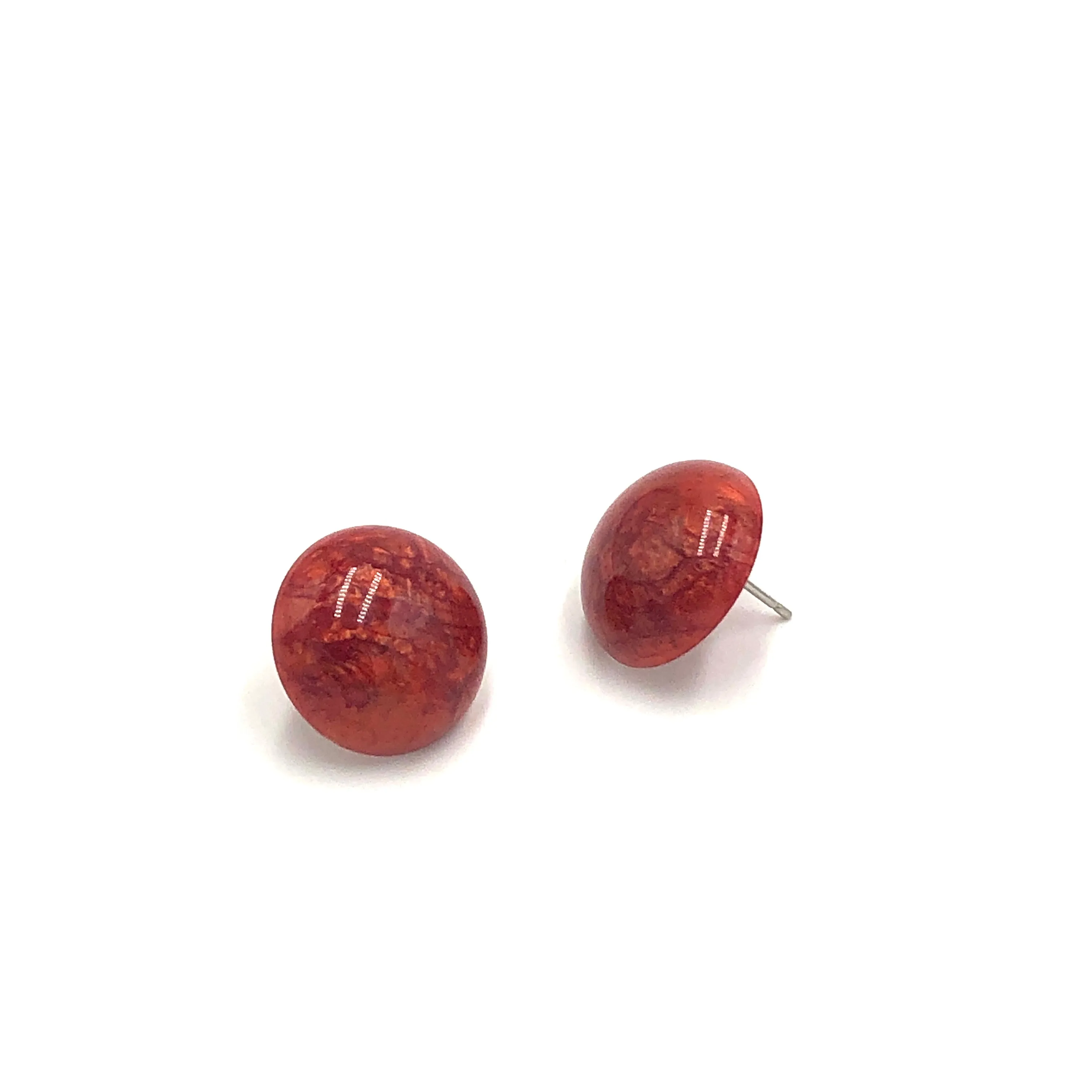 Deep Red Capiz Lucite Stud Earrings *