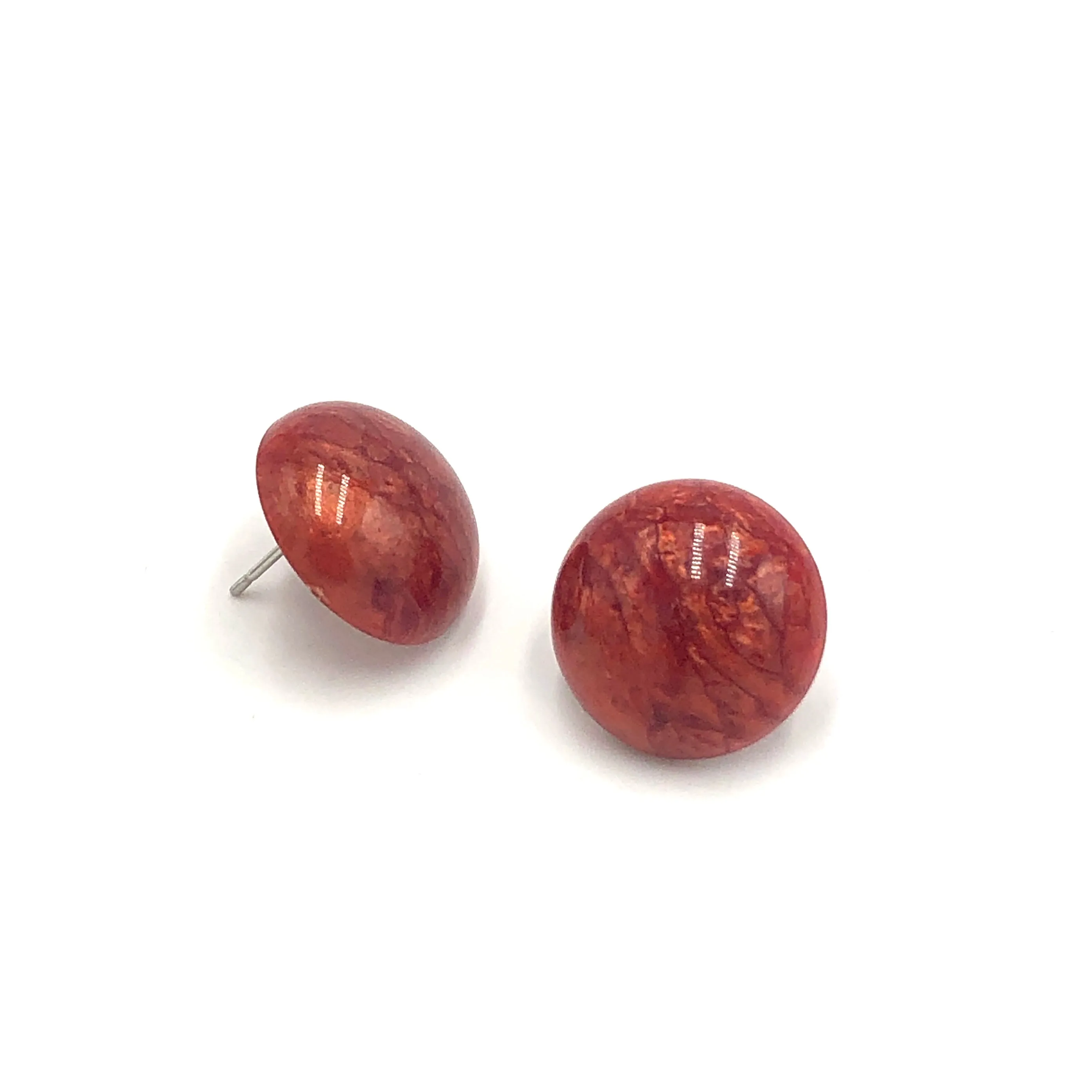 Deep Red Capiz Lucite Stud Earrings *