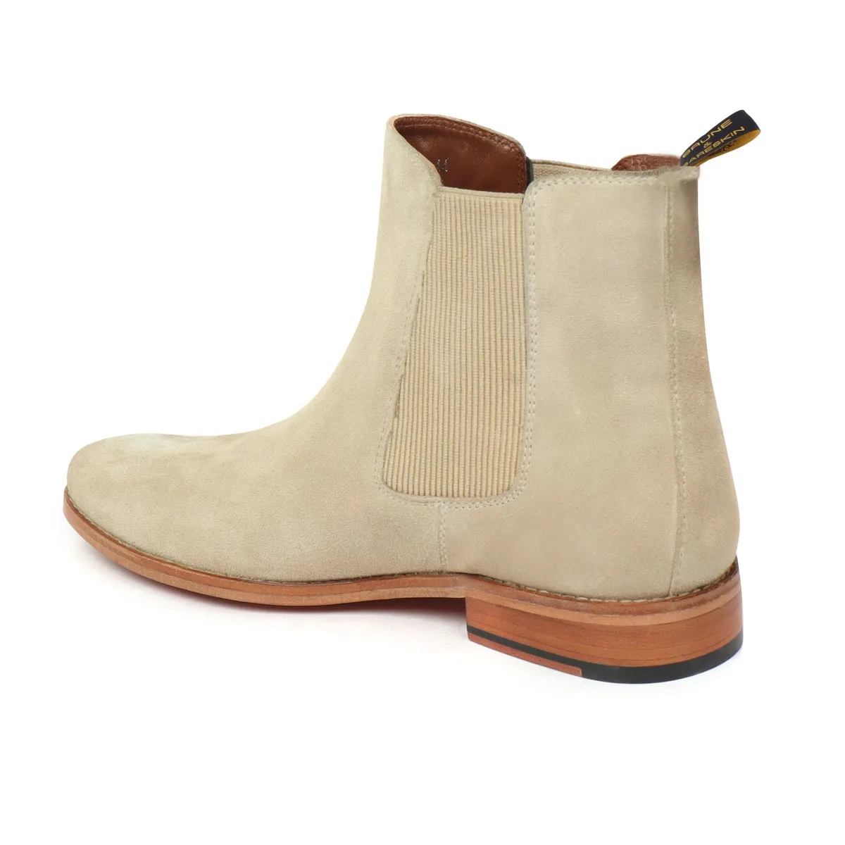 Dove Suede Leather Chelsea Boots with Leather Sole by Brune & Bareskin