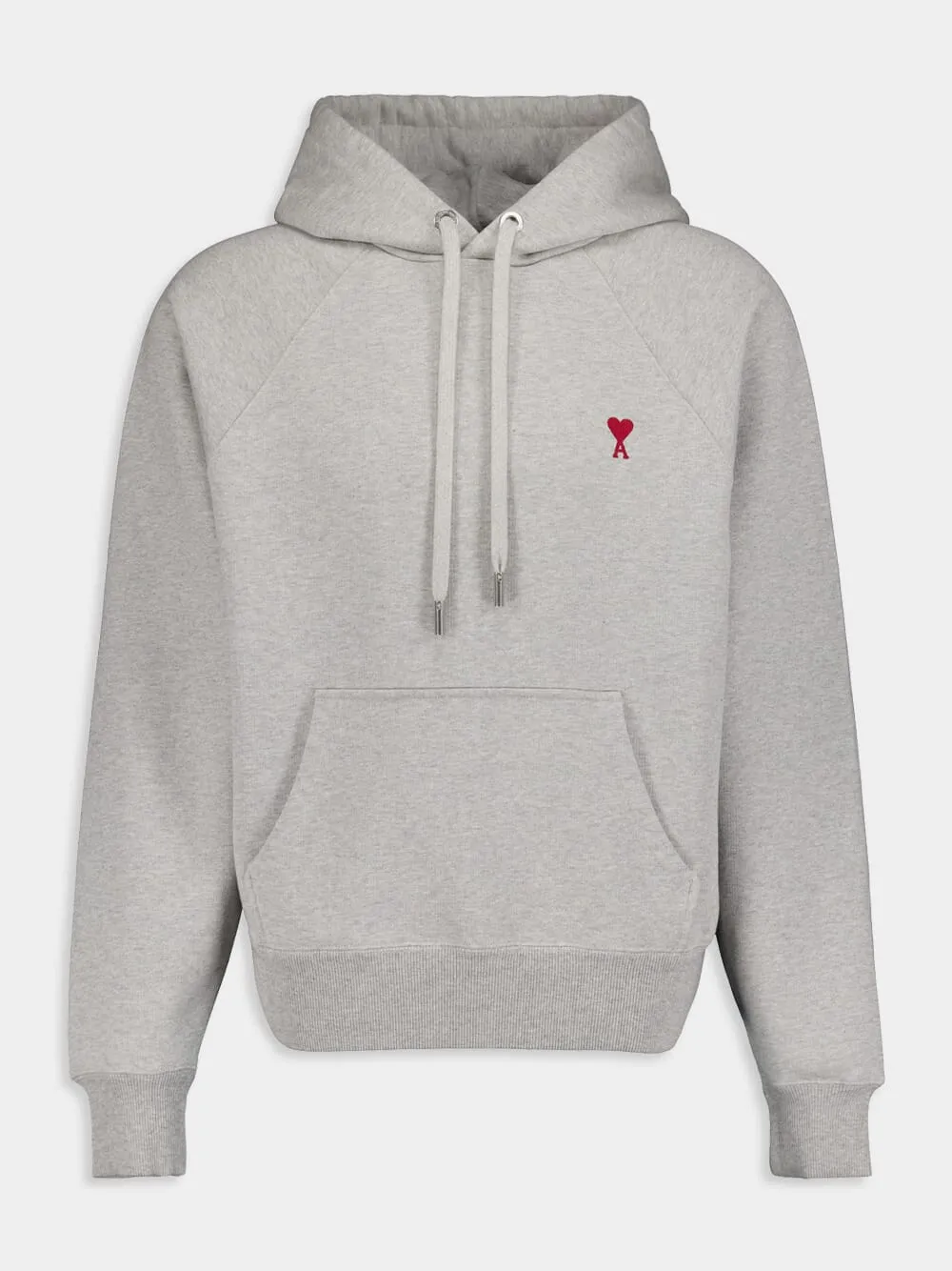 Embroidered Grey Cotton Hoodie